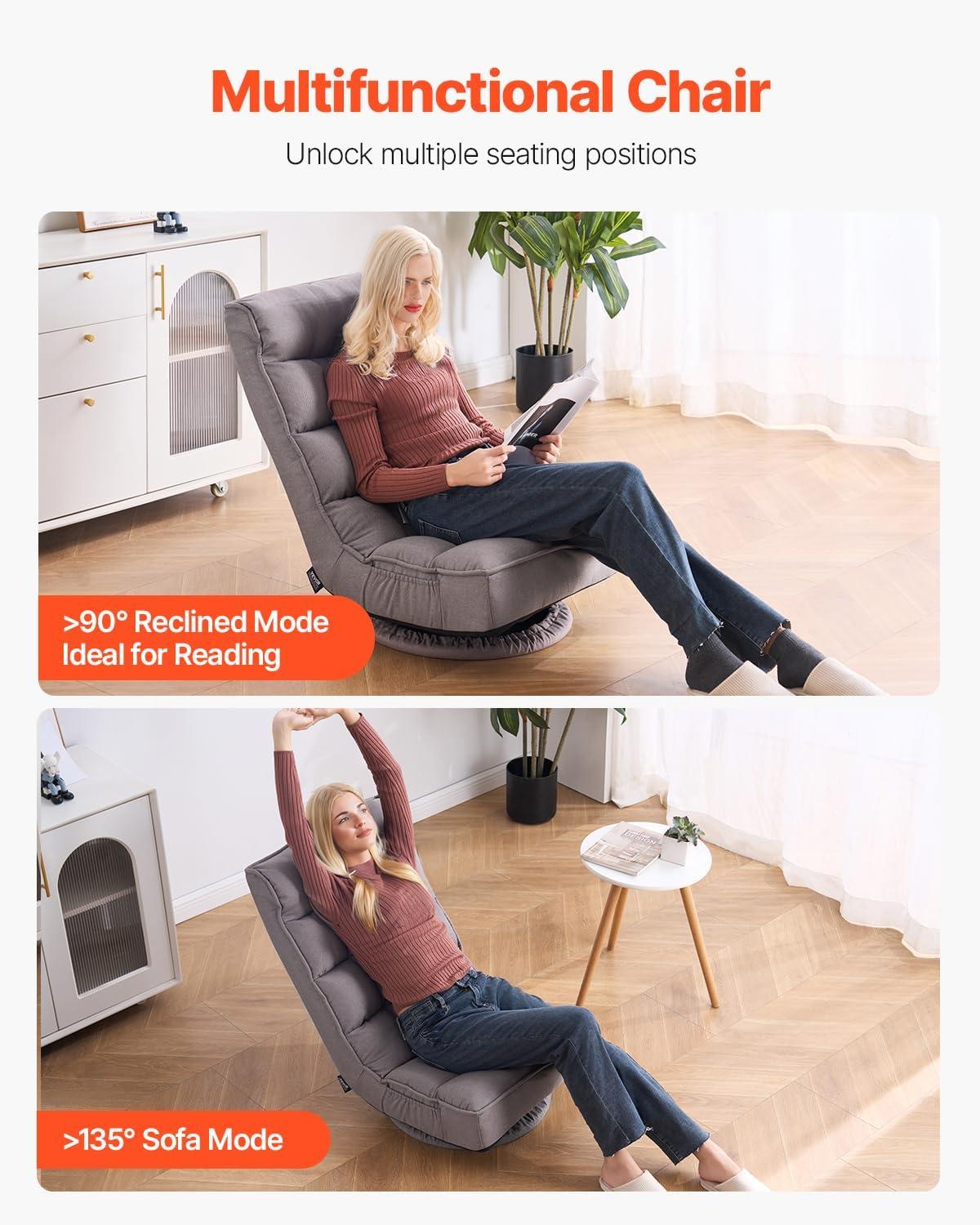 360° Swivel Floor Gaming Chair with 4 Adjustable Position Folding Floor Chair