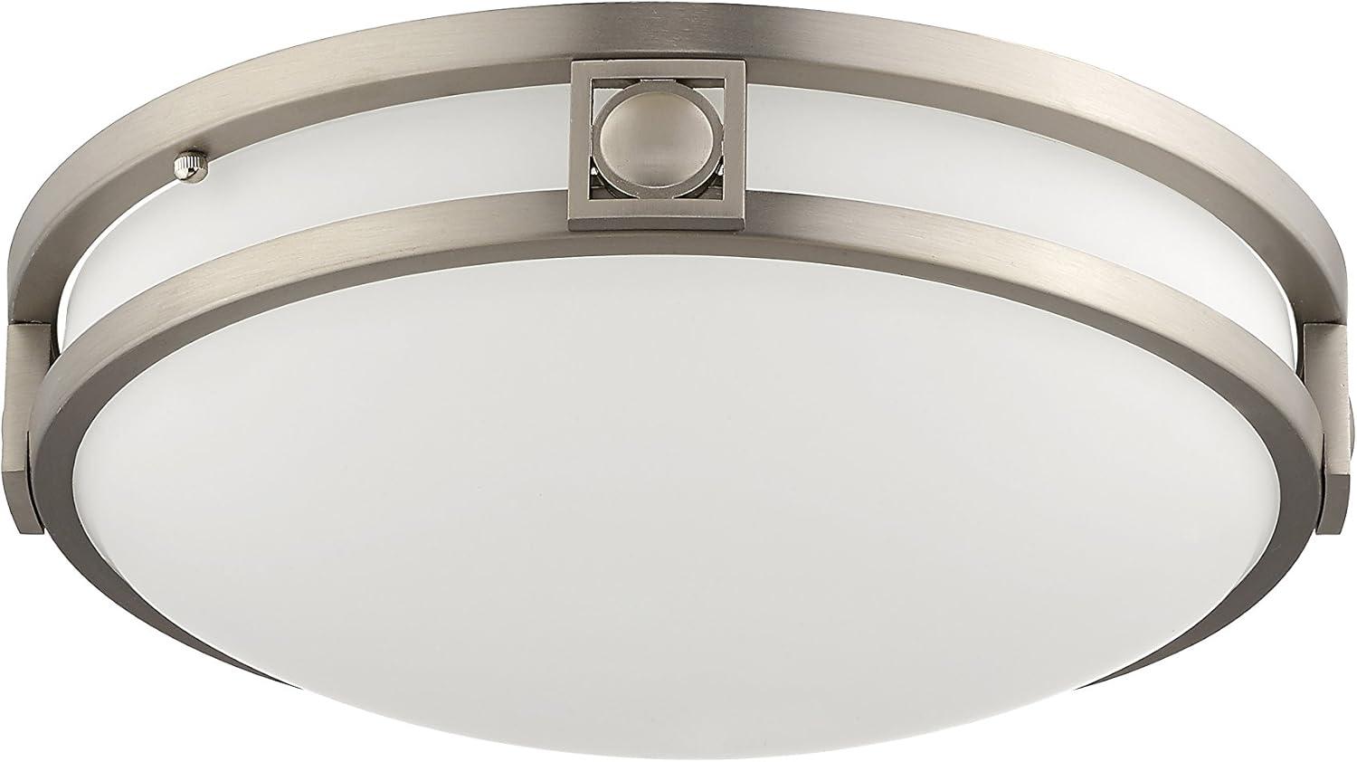 Titania Brushed Nickel 2-Light Flush Mount with Satin White Glass