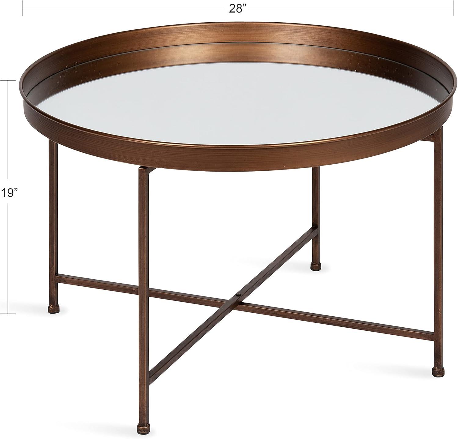 Kate and Laurel Celia Round Metal Coffee Table, 28.25x28.25x19, Bronze