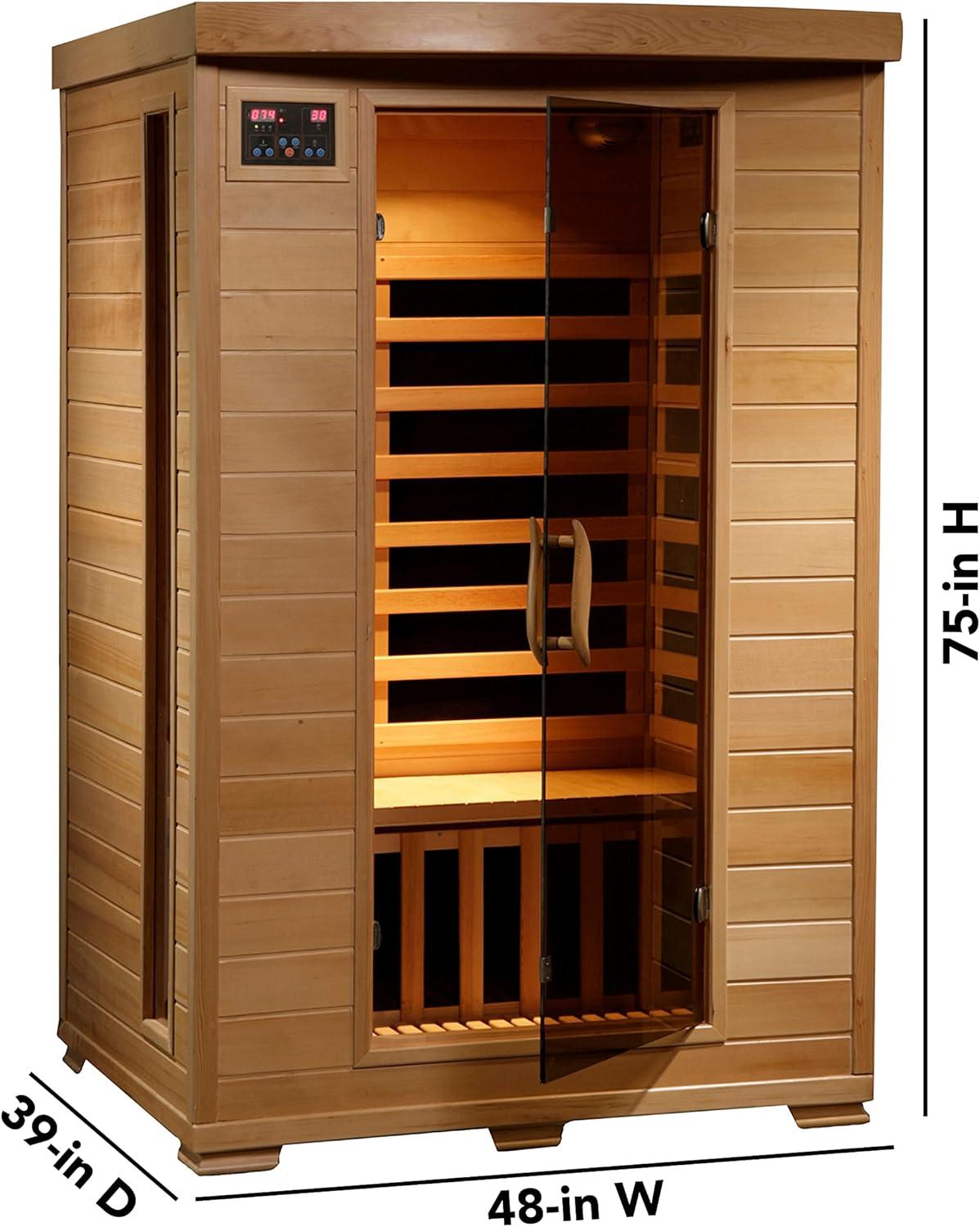 Heat Wave 2-Person Hemlock Infrared Sauna with 6 Carbon Heaters