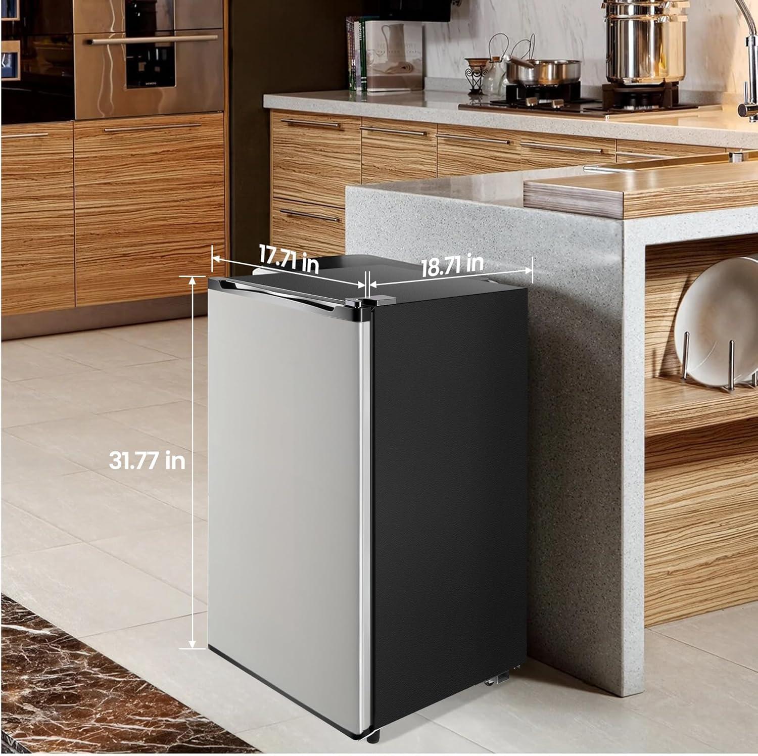 Elevon 3.2 Cu.Ft Mini Fridge with Freezer Small Refrigerator Single Door Adjustable Thermostat Energy-efficient Low Noise, Compact Fridge for Bedroom, Office, Dorm