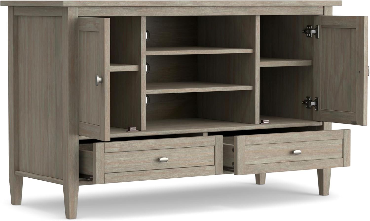 Simpli Home Warm Shaker 47"W Solid Wood TV Stand for TVs up to 55" with 2 Storage Cabinets and 2 Drawers