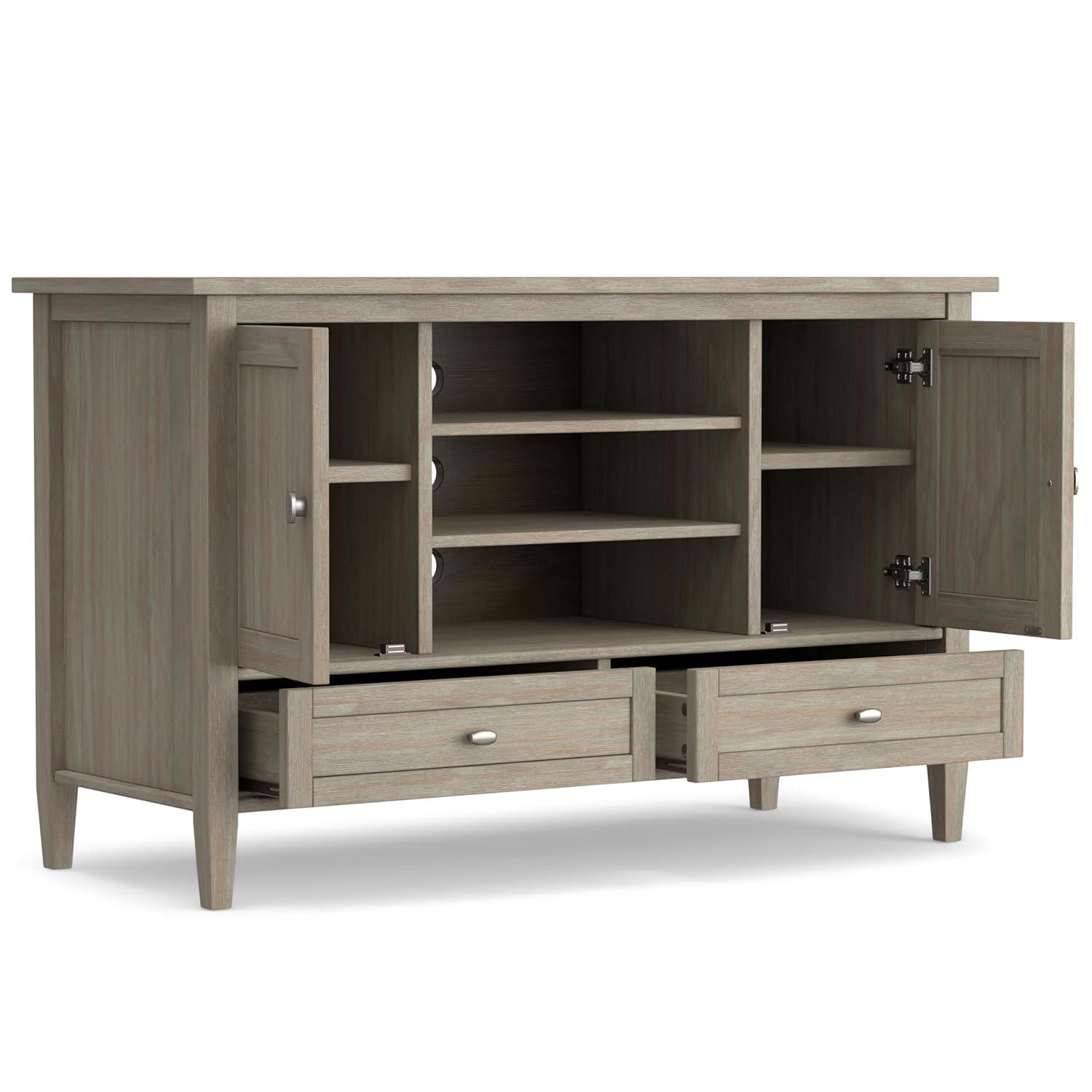 Simpli Home Warm Shaker 47"W Solid Wood TV Stand for TVs up to 55" with 2 Storage Cabinets and 2 Drawers