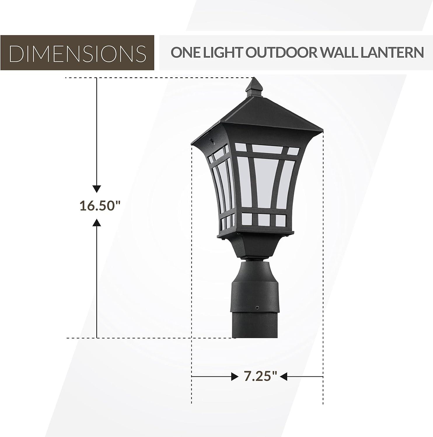 Herrington Black 7.25" Outdoor Post Lantern with Etched Glass