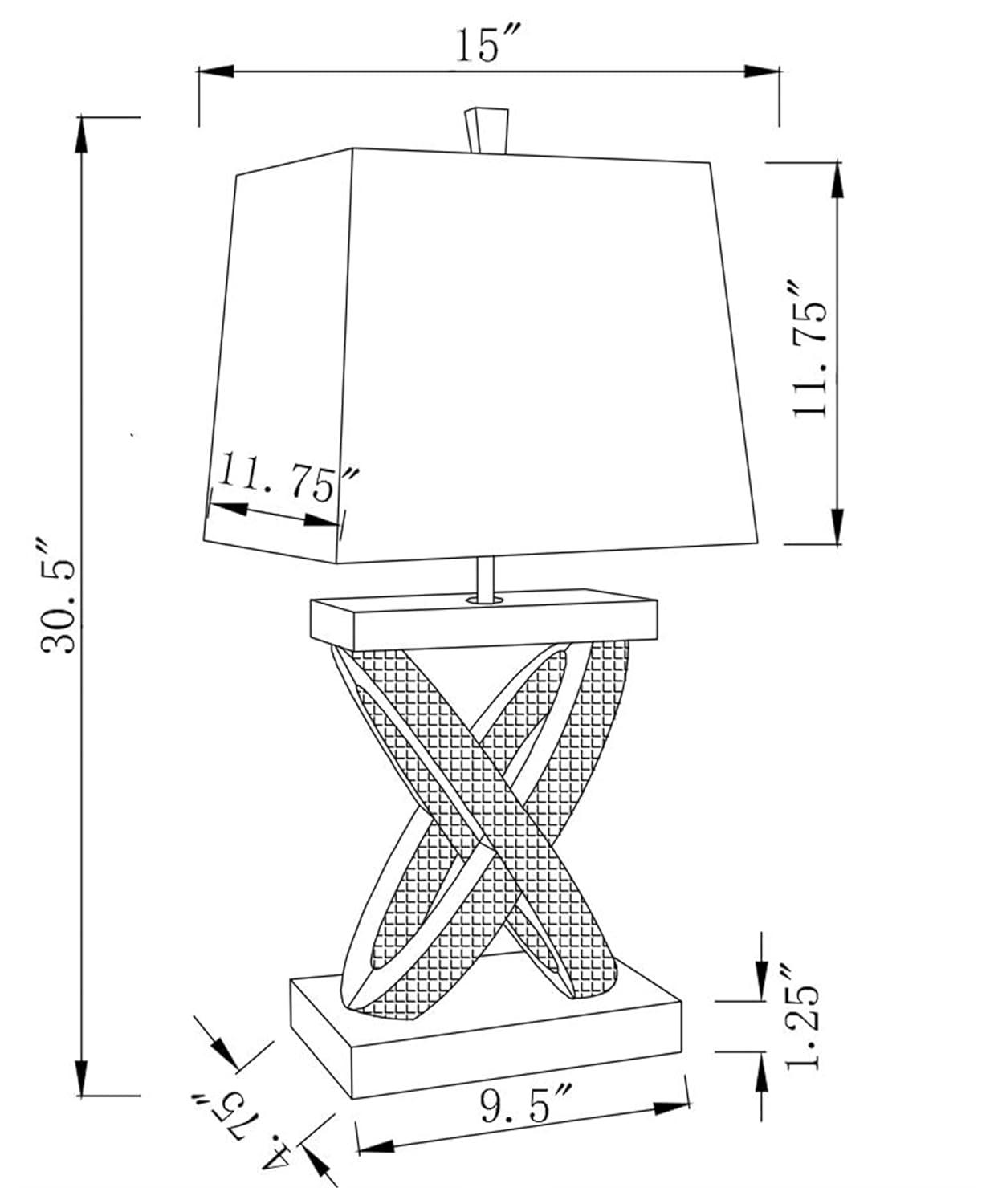 Coaster Contemporary Wood Table Lamp with Rectangle Shade in Mirrored