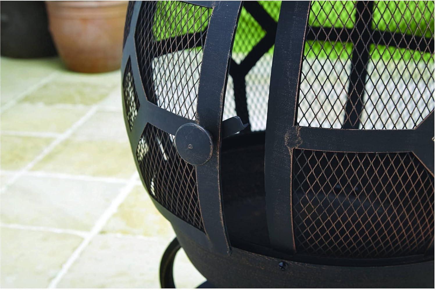 Antique Bronze Cast Iron Outdoor Chiminea with Mesh Screen