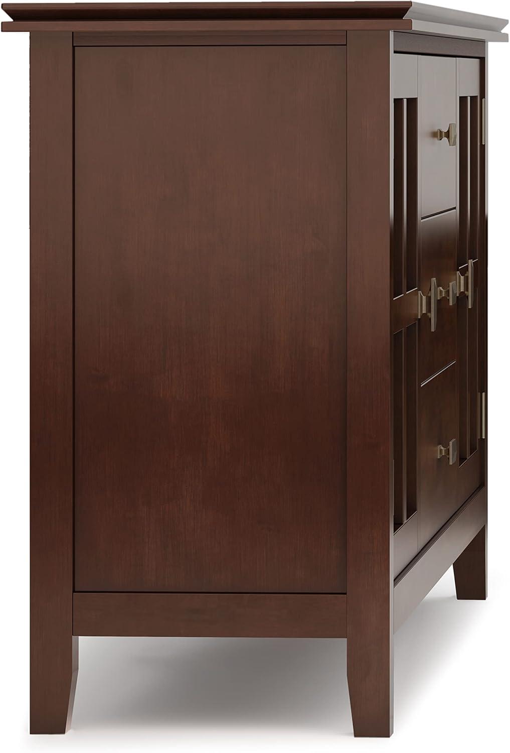 Simpli Home Artisan 60"W Solid Wood Sideboard Buffet with and Tempered Glass Doors and 3 Drawers