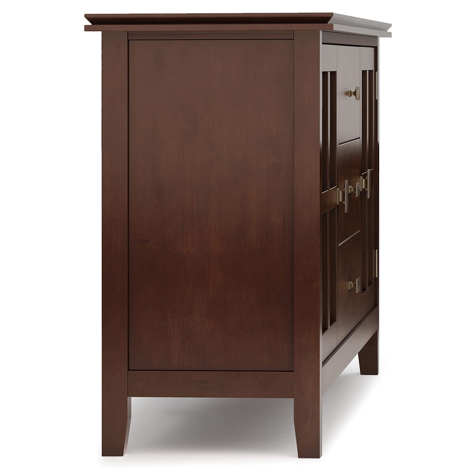 Simpli Home Artisan 60"W Solid Wood Sideboard Buffet with and Tempered Glass Doors and 3 Drawers