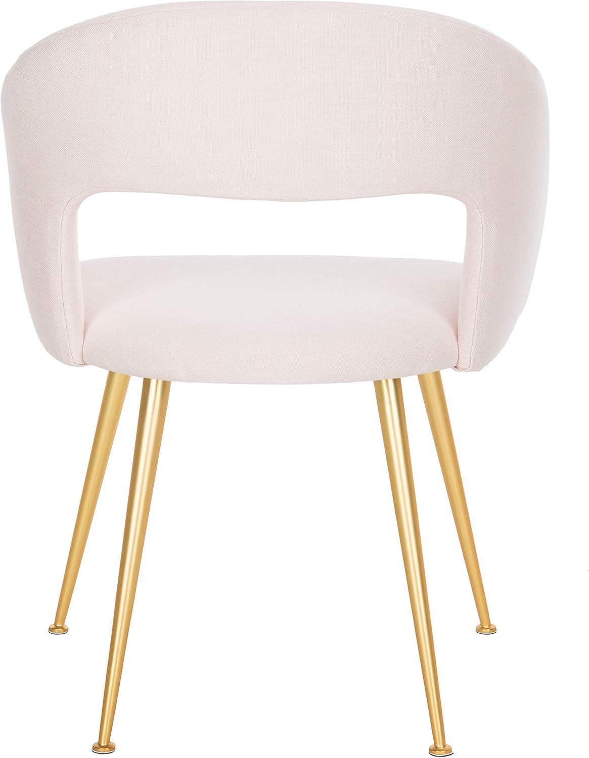 Ethereal Light Pink Linen & Wood Upholstered Arm Chair