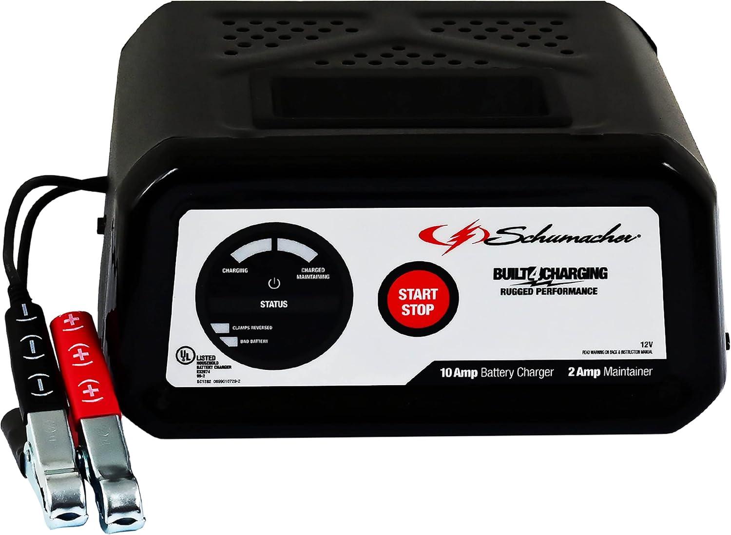 Schumacher 10-Amp 12V Black Metal Battery Charger and Maintainer