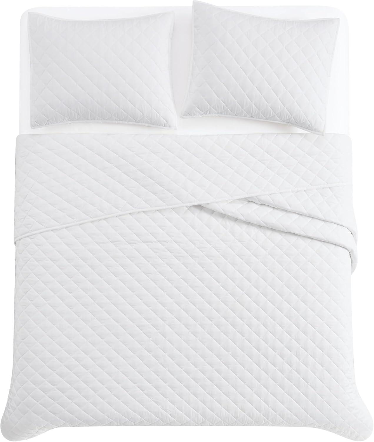 Cannon 3pc King Percale Quilt Set White