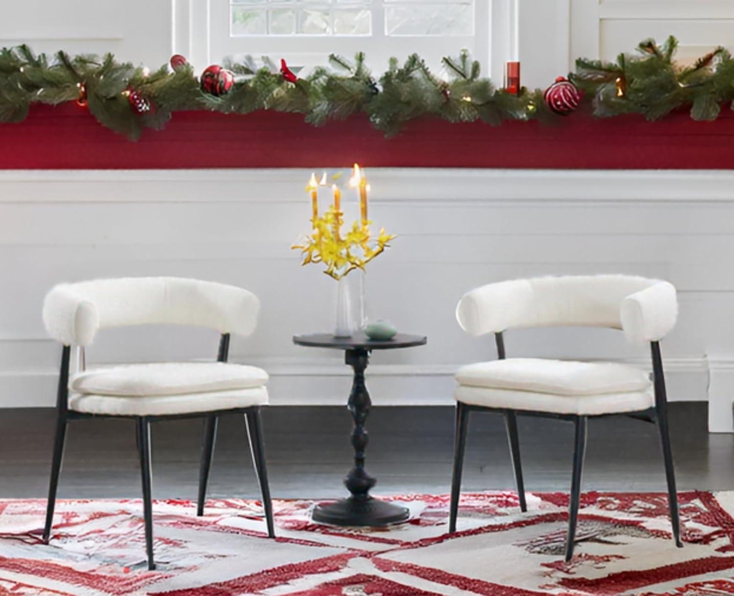XINMICS White Dining Chairs Boucle Dining Room Chair Set of 2