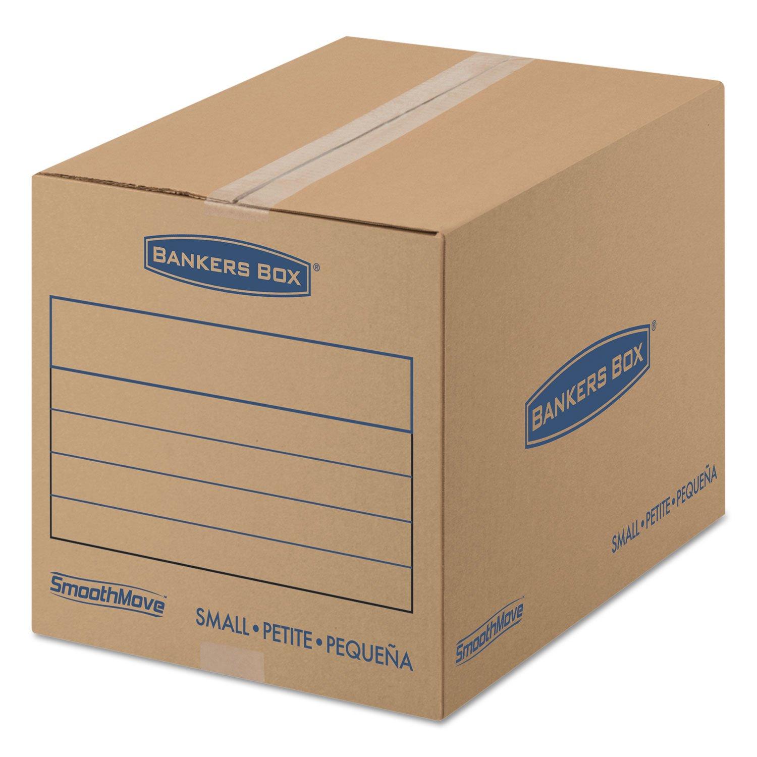 SmoothMove Basic Moving Boxes, Small Internal Dimensions: 12" Width x 16" Depth x 12" Height - External Dimensions: 12.3" Width x 16.5" Depth x 12.6" Height - Heavy Duty - Corrugated - Kraft, Black