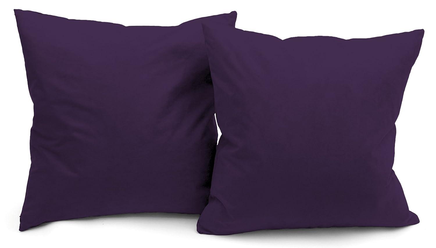 Purple Microsuede Down-Filled Square Throw Pillows, Set of 2