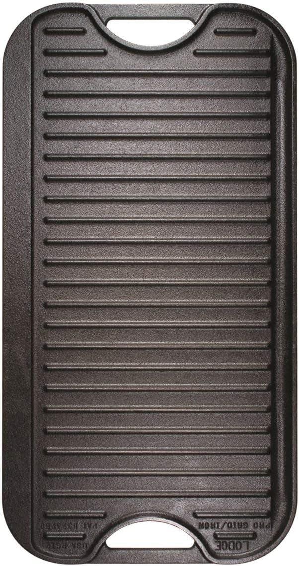 Lodge Black Cast Iron Reversible Grill Griddle, 20 x 10.44 inch