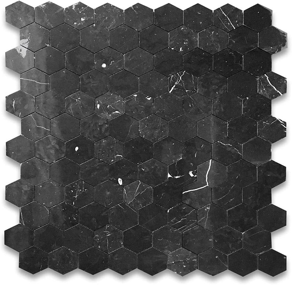 Nero Marquina Black Marble Hexagon Mosaic Tile for Kitchen and Bathroom