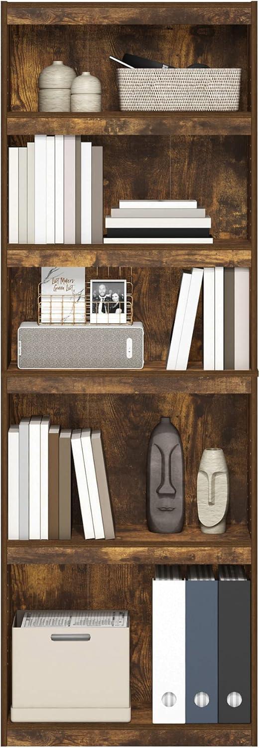 JAYA Enhanced Home 5-Tier Shelf Bookcase, Amber Pine