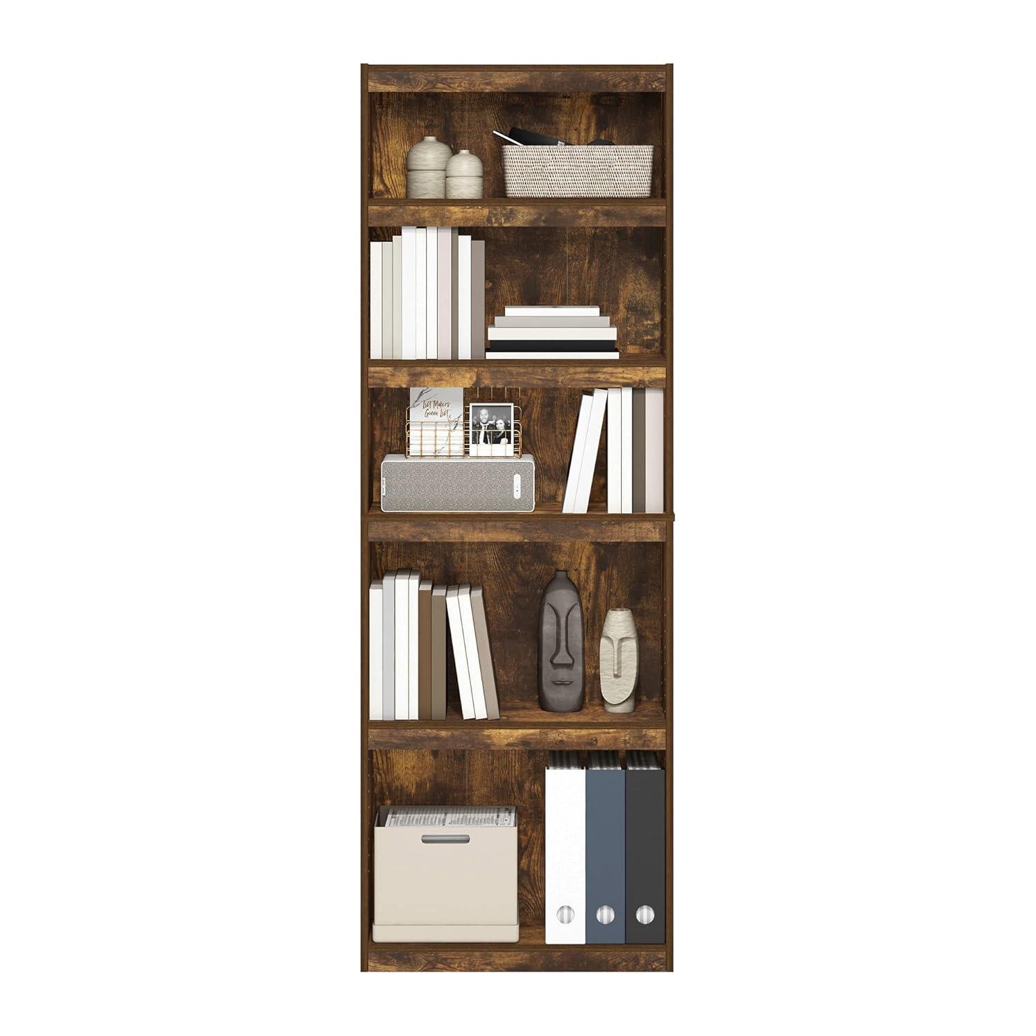 JAYA Enhanced Home 5-Tier Shelf Bookcase, Amber Pine
