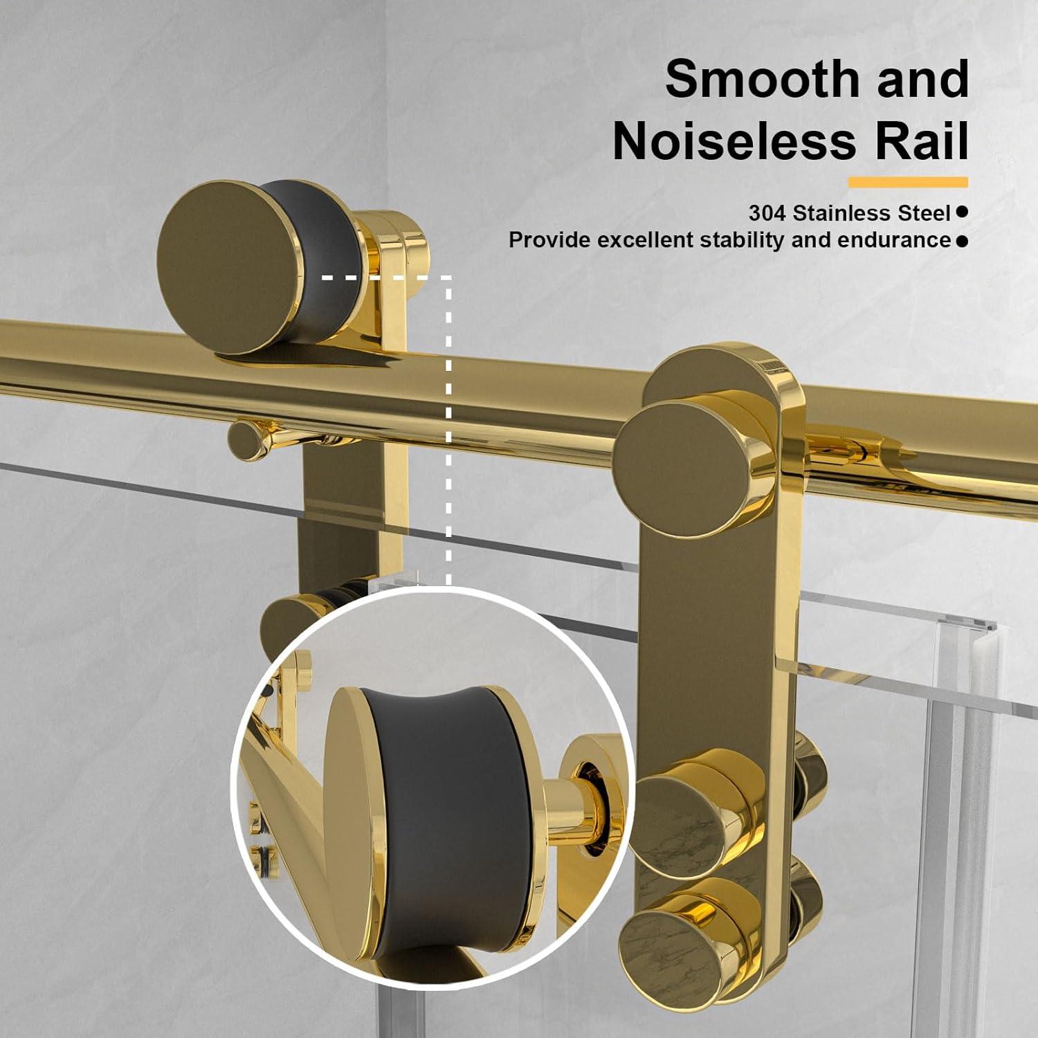 Gotland Frameless Shower Door 56-60" W × 76" H, Sliding Shower Doors with Stainless Steel Handle, Glass Shower Door with 5/16" Clear Tempered Glass