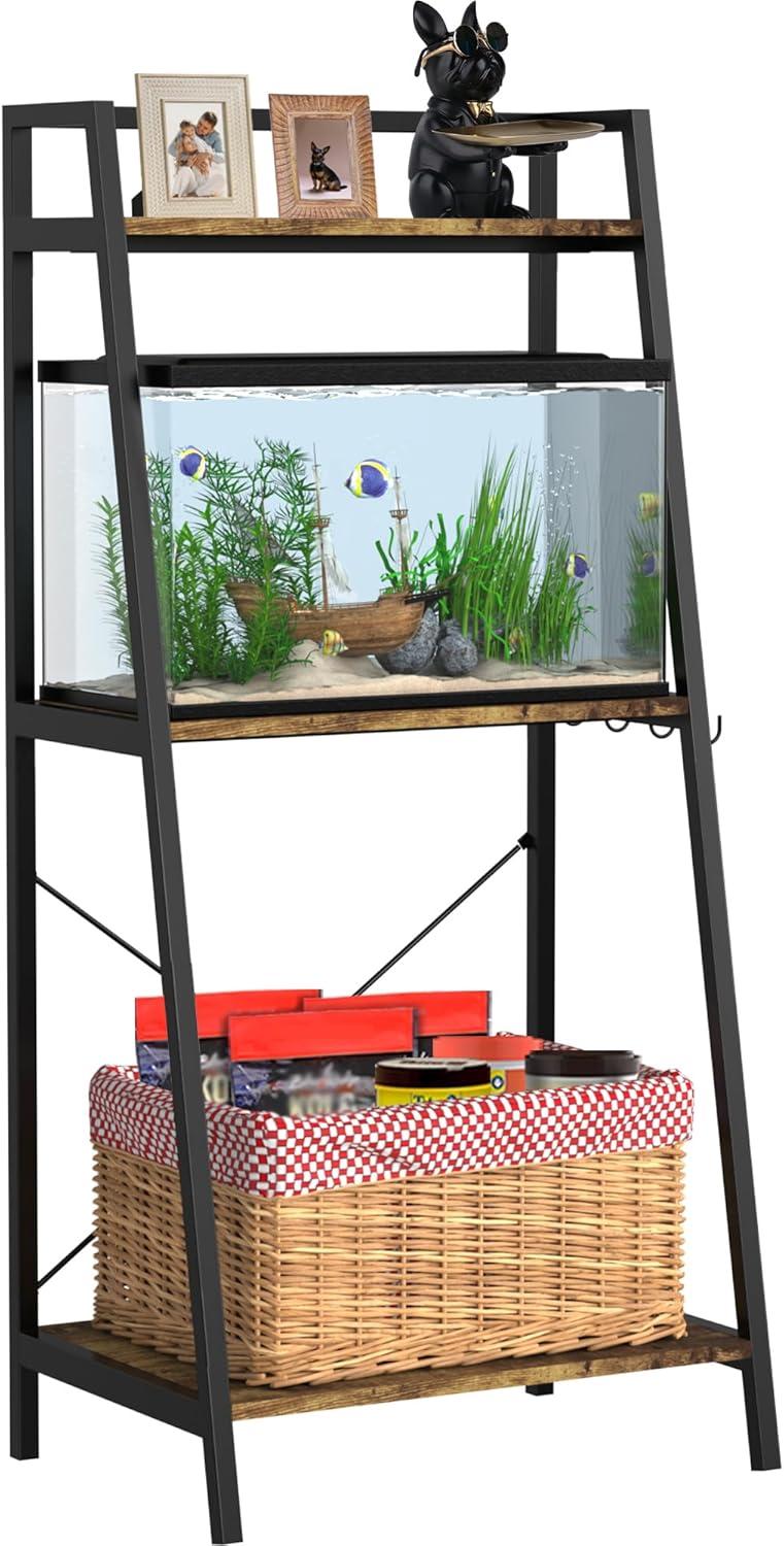 5-10 Gallon Fish Tank Stand with Plant Shelf Metal Aquarium Stand with Storage Shelf