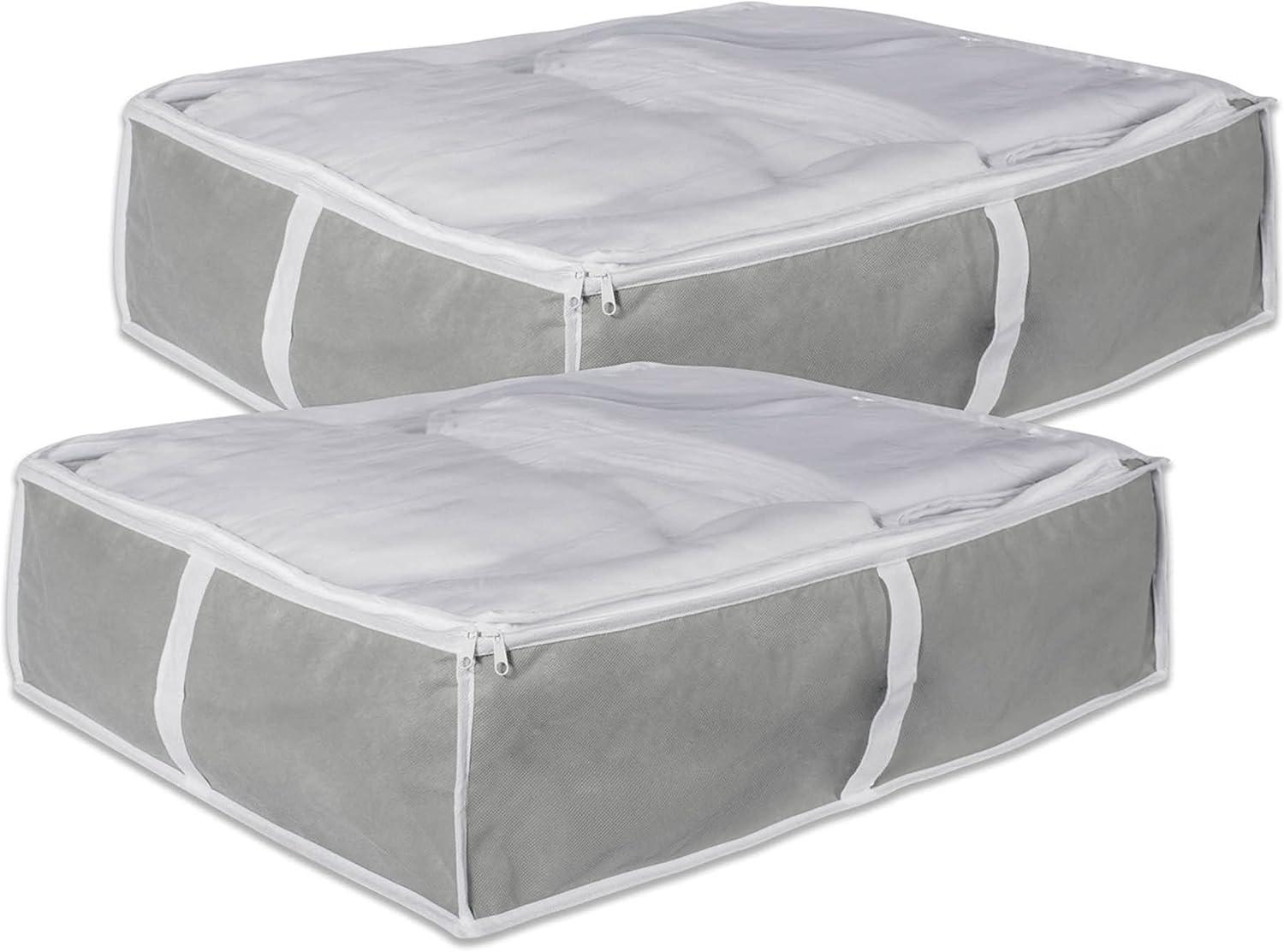 Gray Plastic Collapsible Under Bed Storage Cube Set