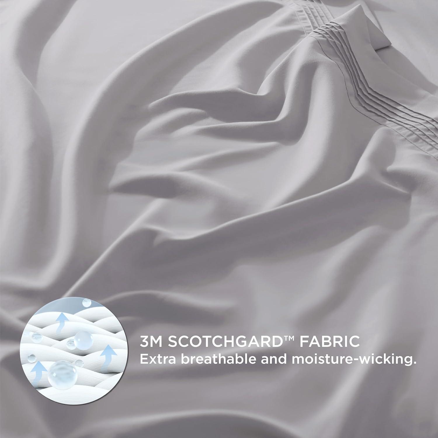 Bedsure Deep Pocket Twin Sheets Set - Fits Mattresses Up to 21 Inches Thick -3 Piece GentleSoft Bed Sheets, Moisture Wicking, Soft & Cooling Bedsheet & Pillowcases, Easy & Secure Fit, Light Grey