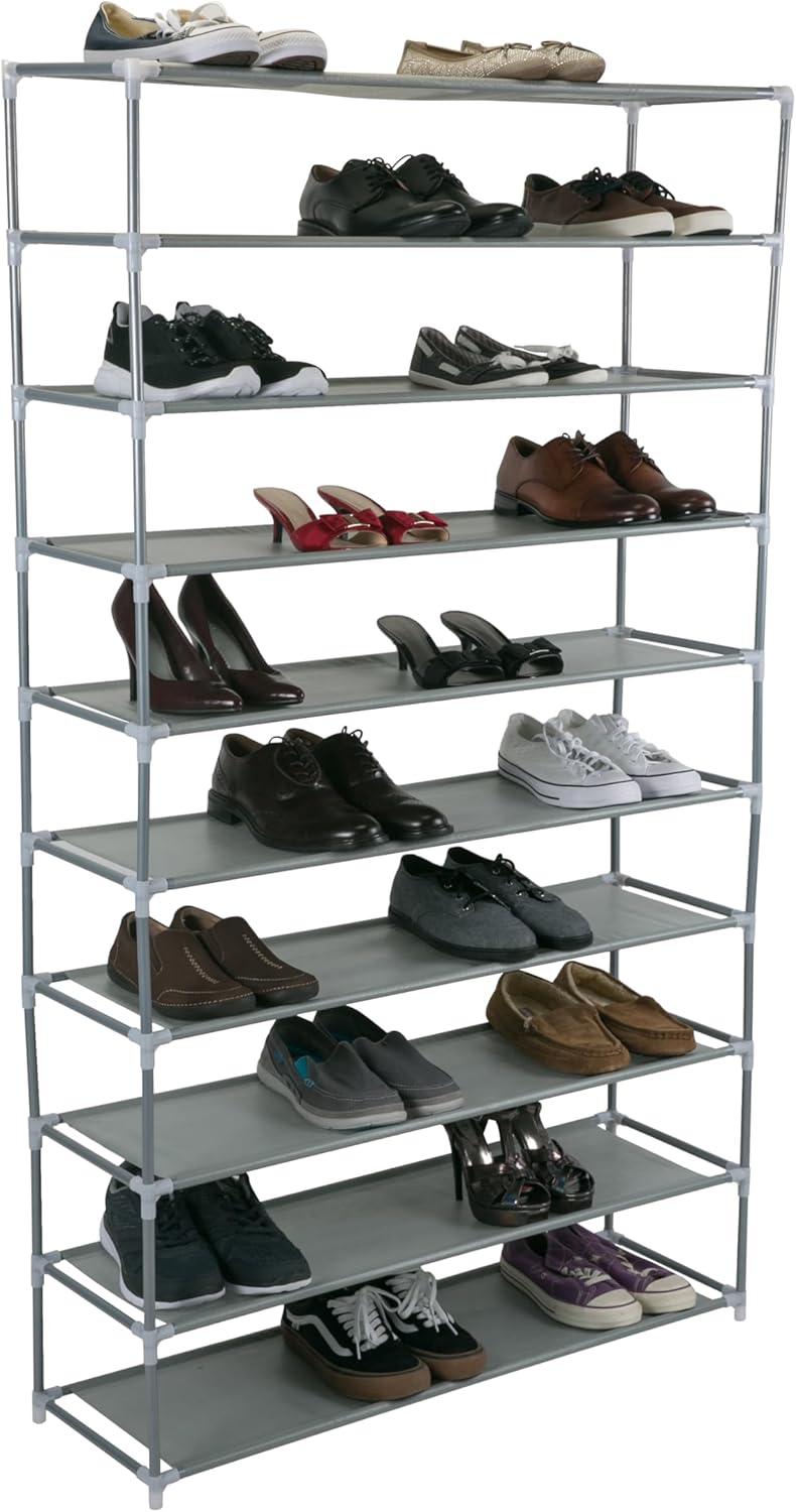 Simplify 10-Tier 50 Pair Shoe Rack, Grey