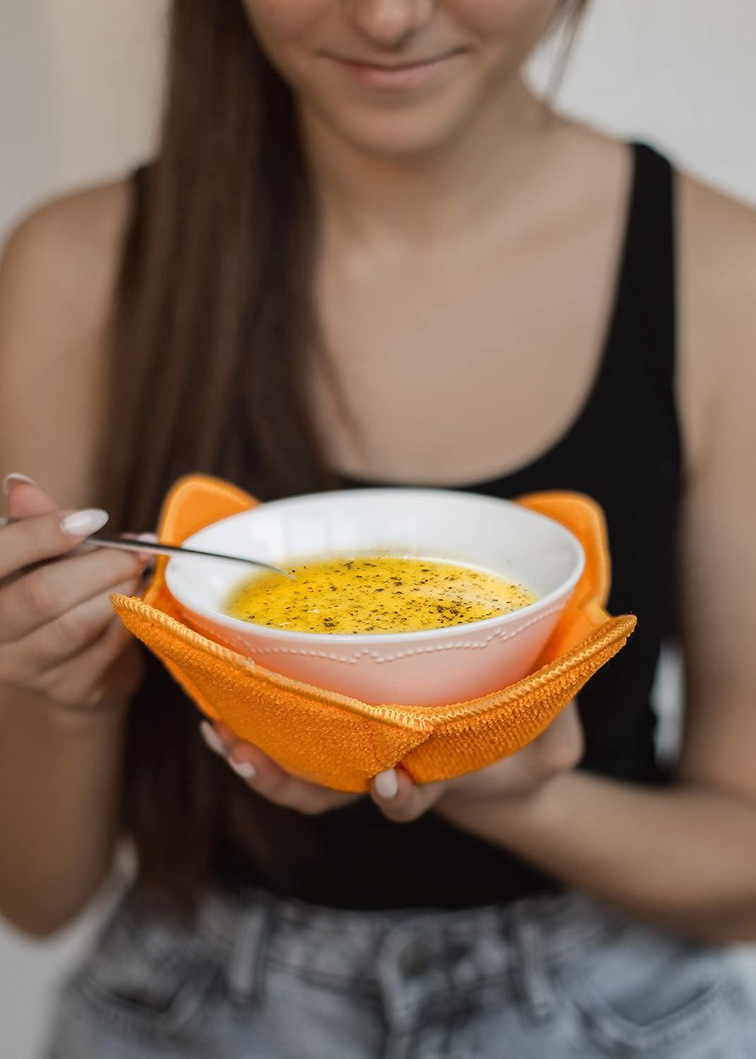 Sheff Microwave Bowl Cozy Holders Set of 4 - Durable and Reliable for Hot and Cold Plates and Dishes - Ideal Household Gift (Blue)