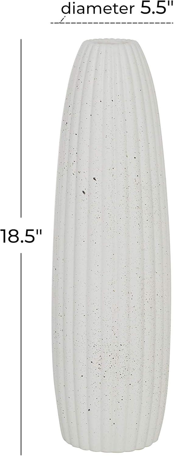 DecMode 18" Speckled White Ceramic Vase