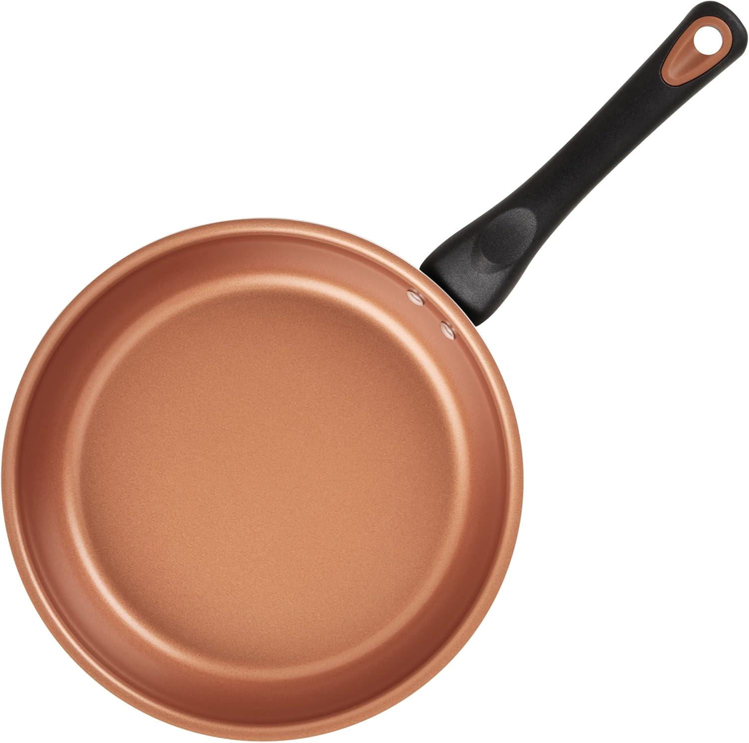 10-Inch Black Aluminum Skillet with Copper Ceramic Coating