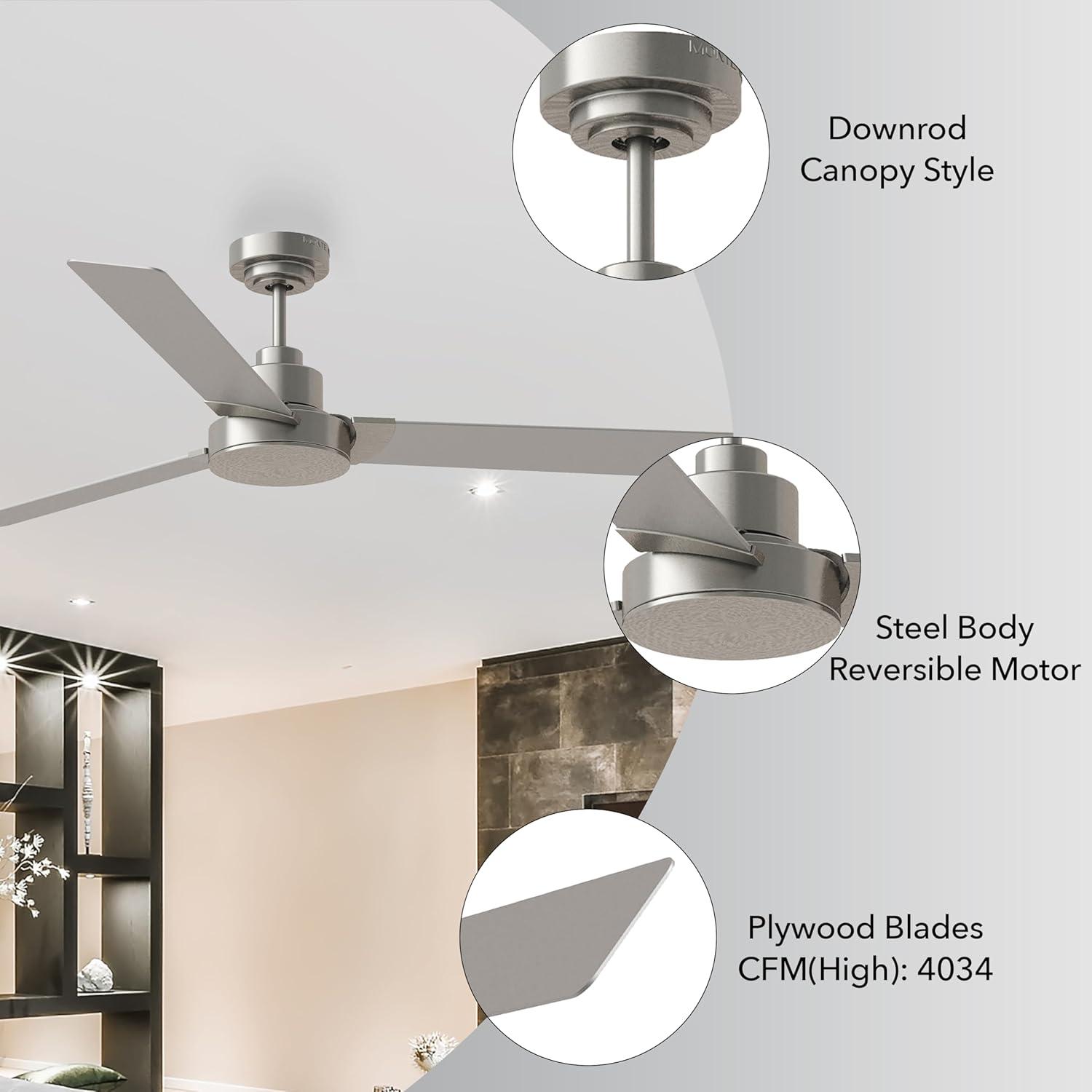 Generation Lighting Jovie 58-in Brushed Steel with Silver/American Walnut reversible blades Blades Propeller Ceiling Fan Without Light ( 3 -Blade )