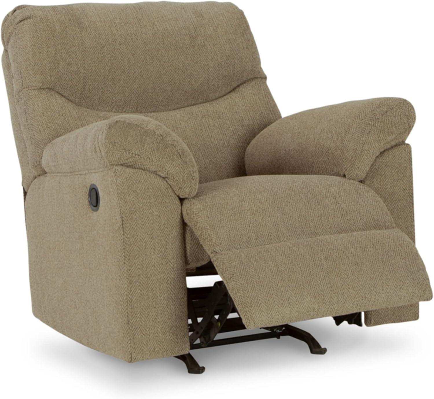 Briar Light Brown Polyester Rocker Recliner with Metal Frame