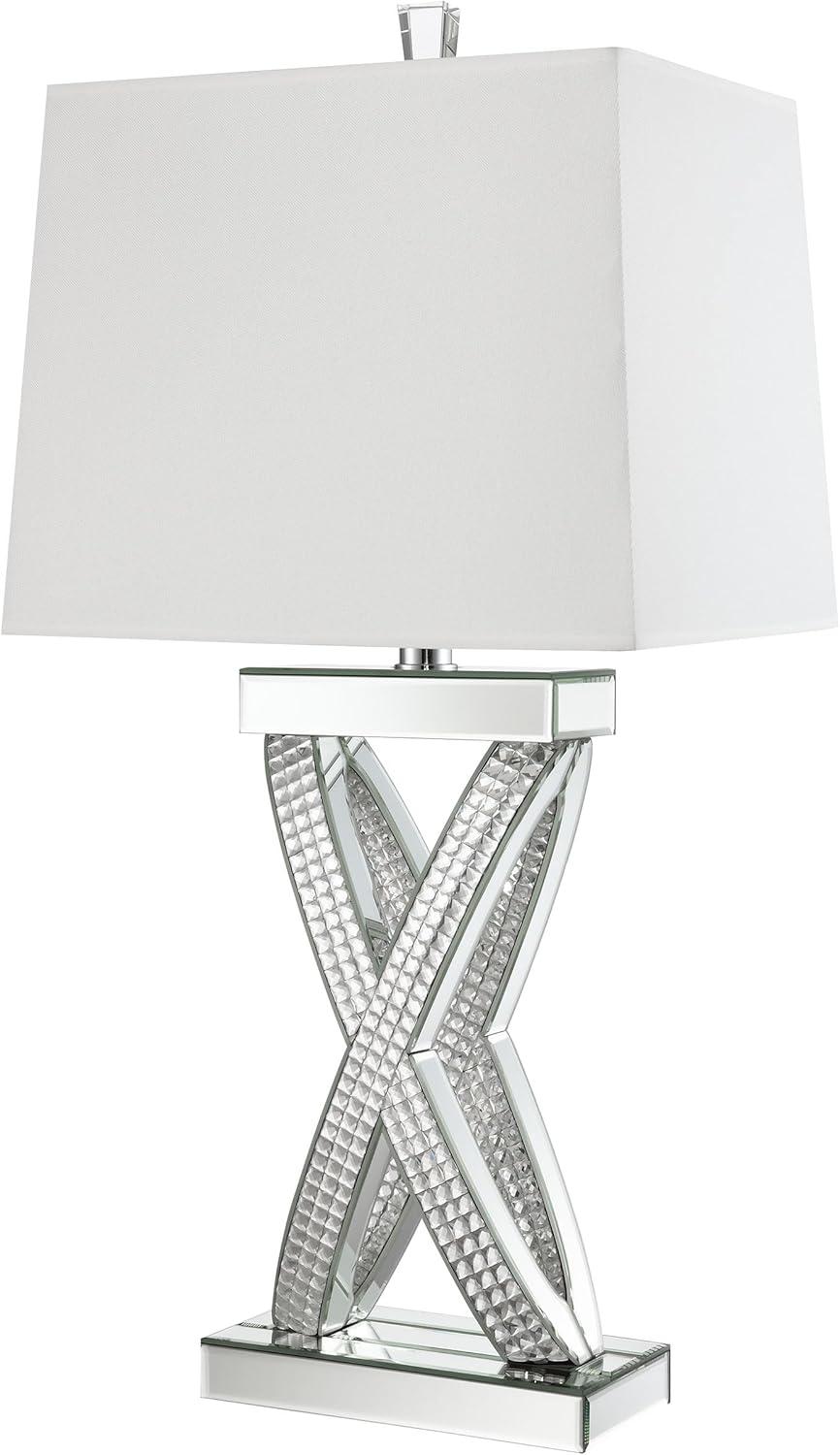 Coaster Contemporary Wood Table Lamp with Rectangle Shade in Mirrored