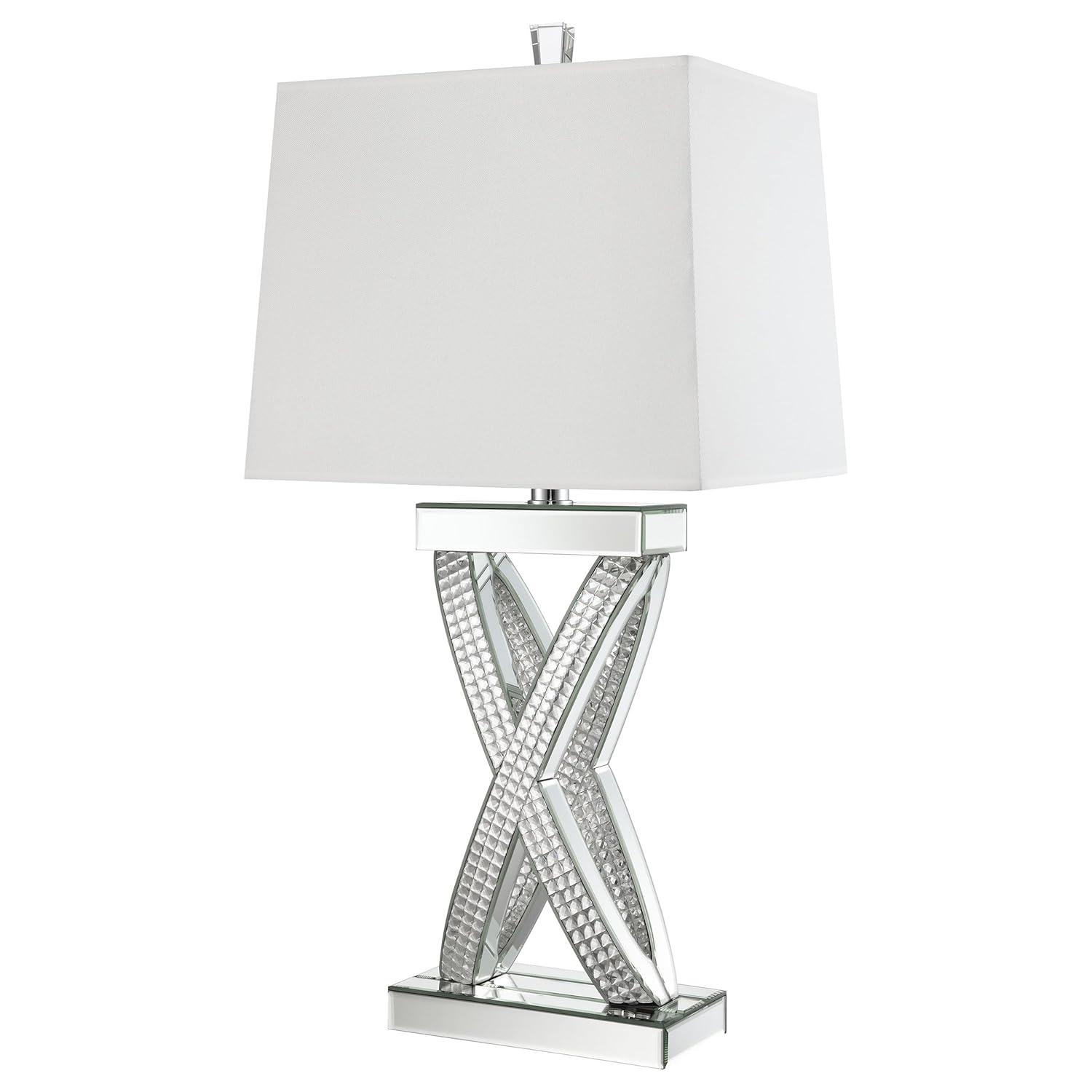 Coaster Contemporary Wood Table Lamp with Rectangle Shade in Mirrored