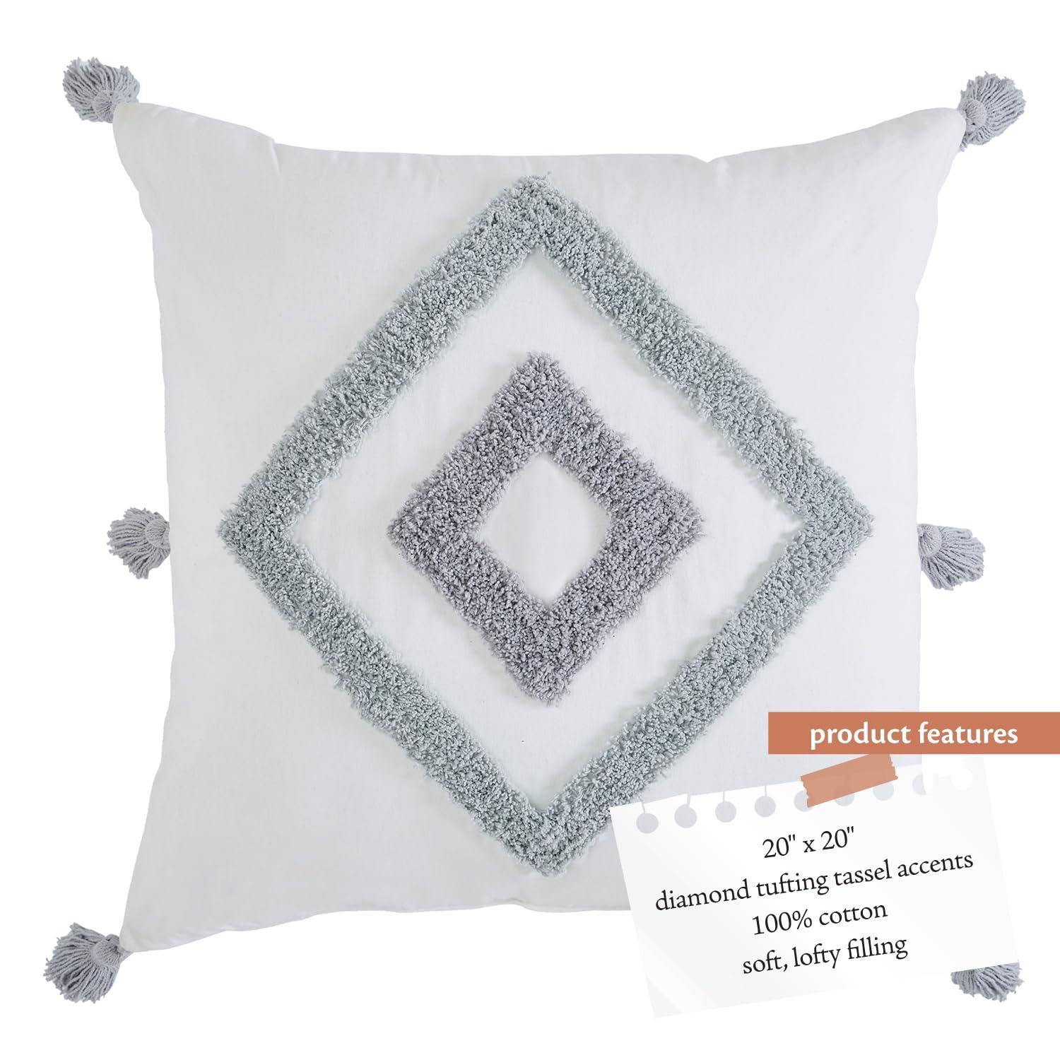 VCNY Tufted 20" x 20" Boho Diamond Cotton Decorative Pillow