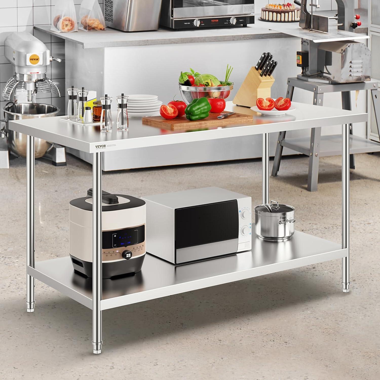 VEVOR VEVOR Stainless Steel 60'' L x 30'' W x 34'' H Work Table