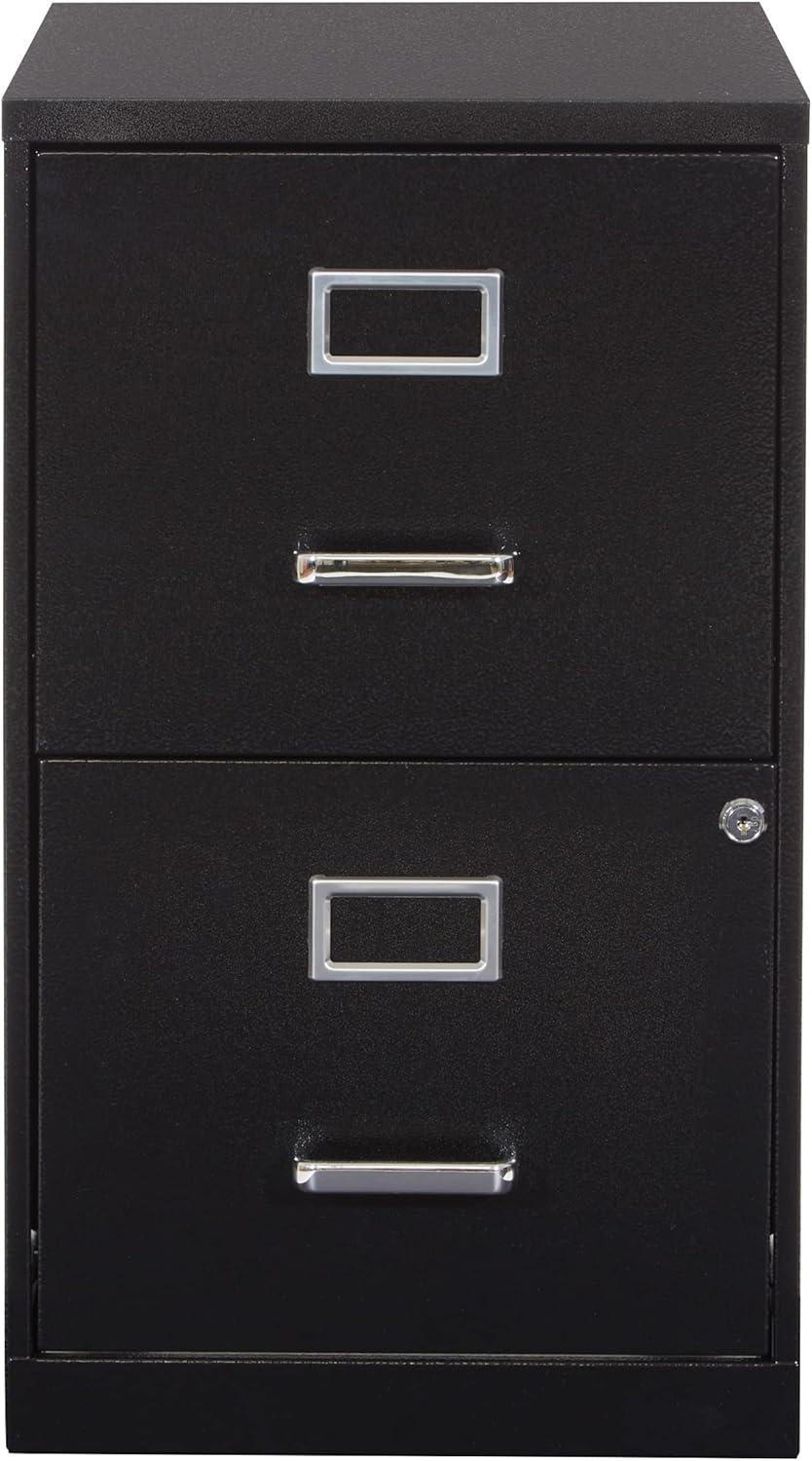 2 Drawer Locking Metal File Cabinet in Black