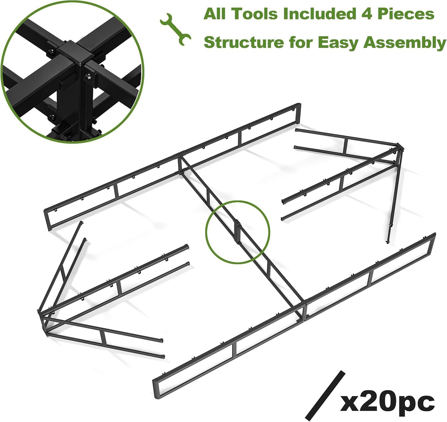 King Size Bed Frame, 5 Inch Low Profile Metal Box Spring with Fabric Bed Cover, 2500lbs Heavy Duty Steel Structure Mattress Base, Noise-Free Bed Foundation, Easy Assembly, Black