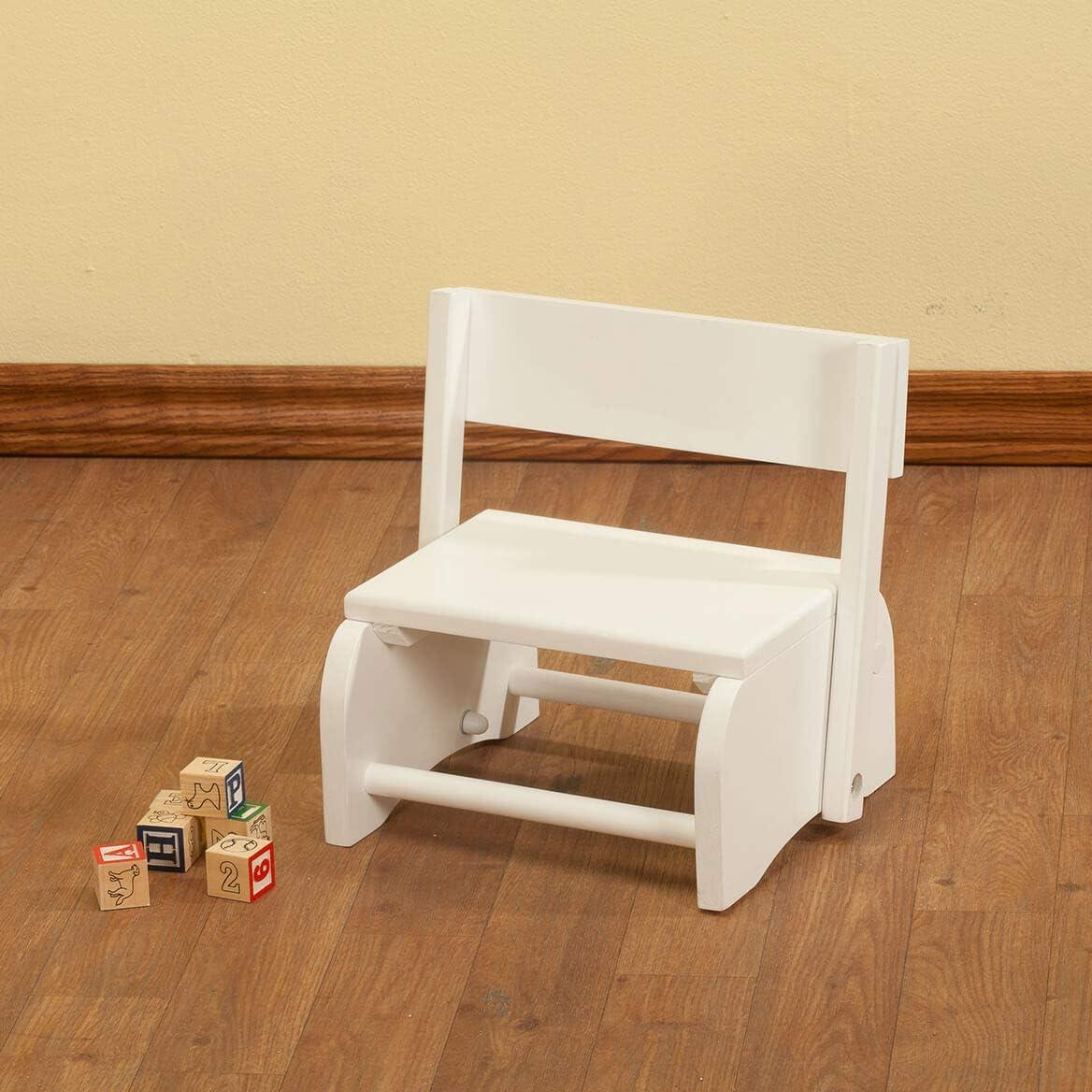 White Wooden 2-in-1 Chair and Stepstool