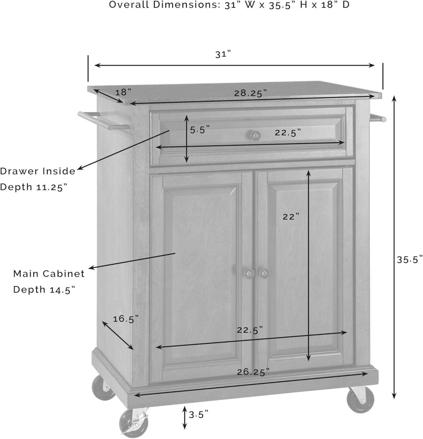 Compact Stainless Steel Top Kitchen Cart Mahogany - Crosley: Mobile Island with Storage & Towel Bars