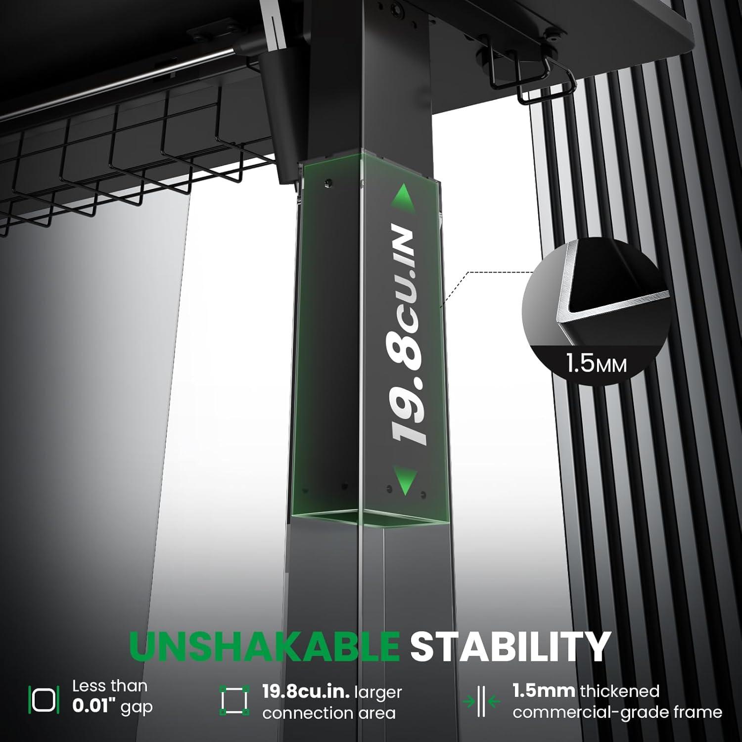 White Adjustable Height Standing Computer Desk with Headphone Hook