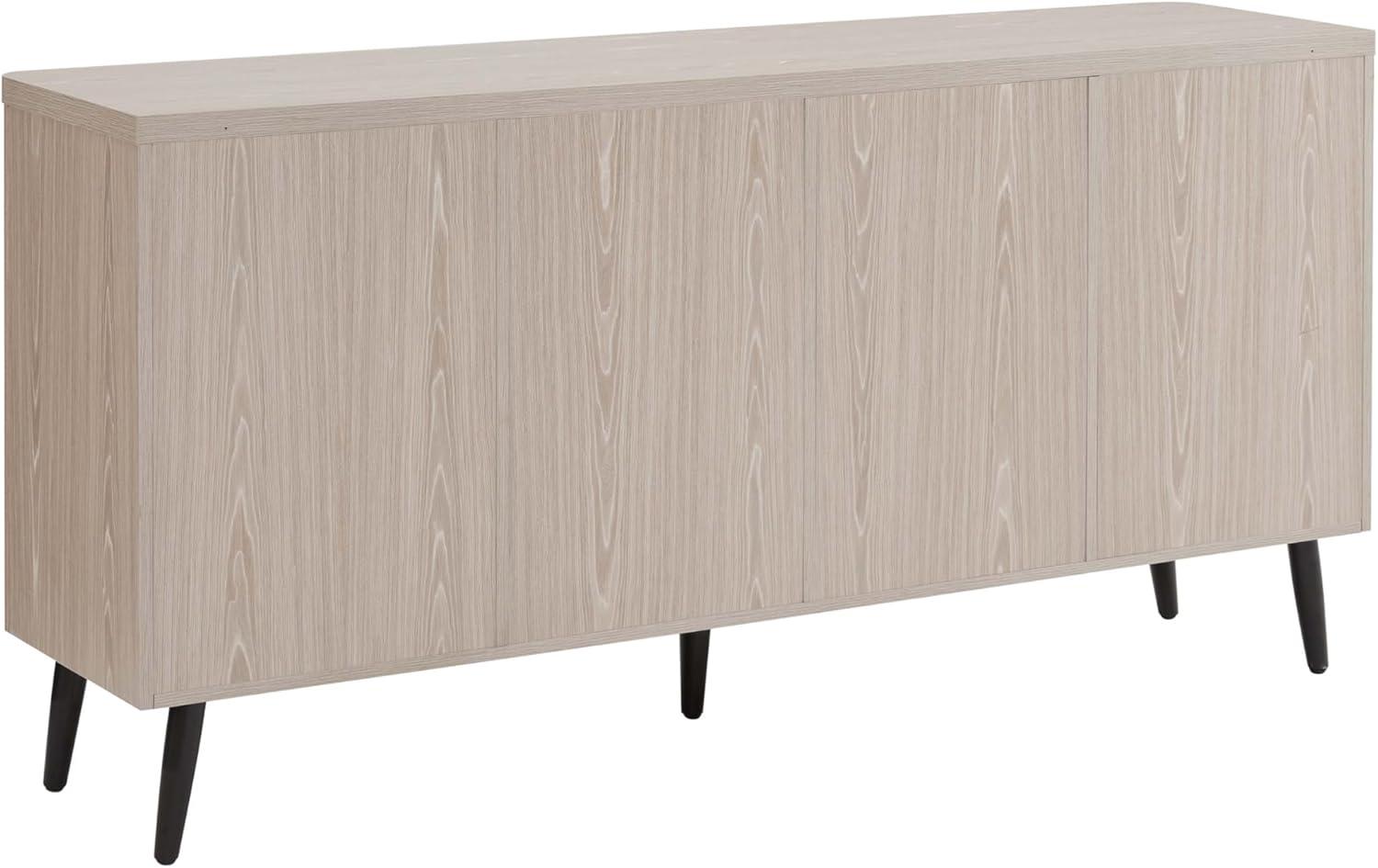 Manhattan Comfort Jodie 65" Mid-Century Modern Sideboard with 8 Adjustable Shelves in Whitewashed Oak