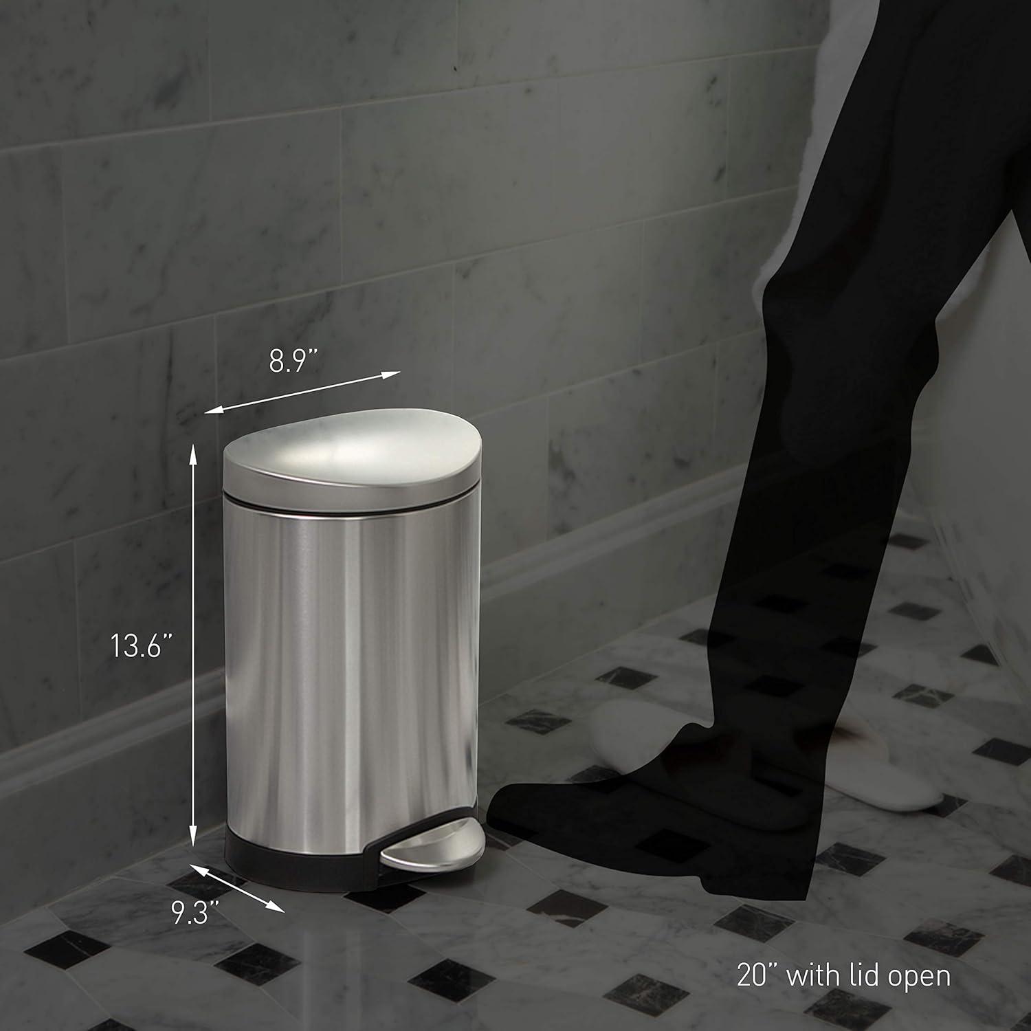 White Stainless Steel Semi-Round 6L Step Trash Can