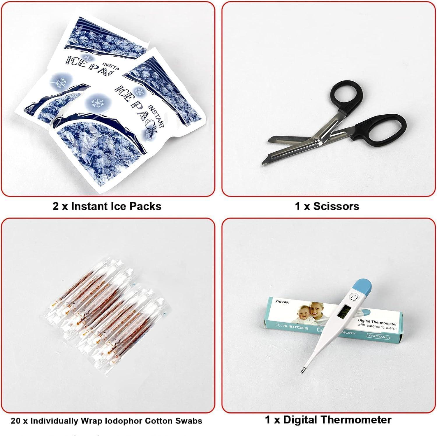 299PCS First Aid Kit Portable Red Camping Essentials Multiple Purpose Survival Kits Plus Case Emergency Set Outdoor Backpacking Gear Suitable for Hiking School Car Home YIDERBO