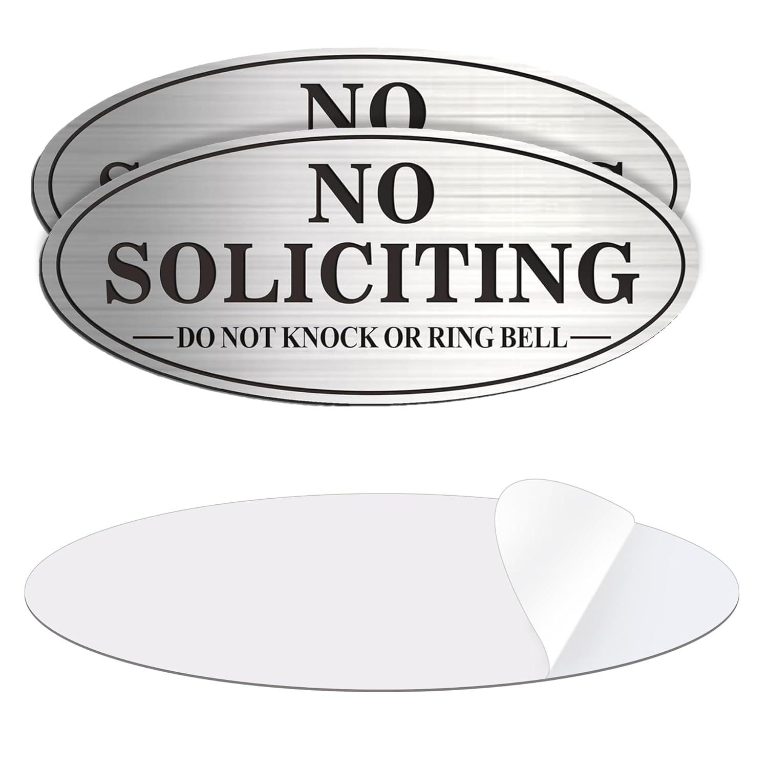 No Soliciting Sign For Front Door, (2 Pack) Self-Adhesive 7 x 3 Inches Seriously Don't Make it Weird Aluminum Metal Signs