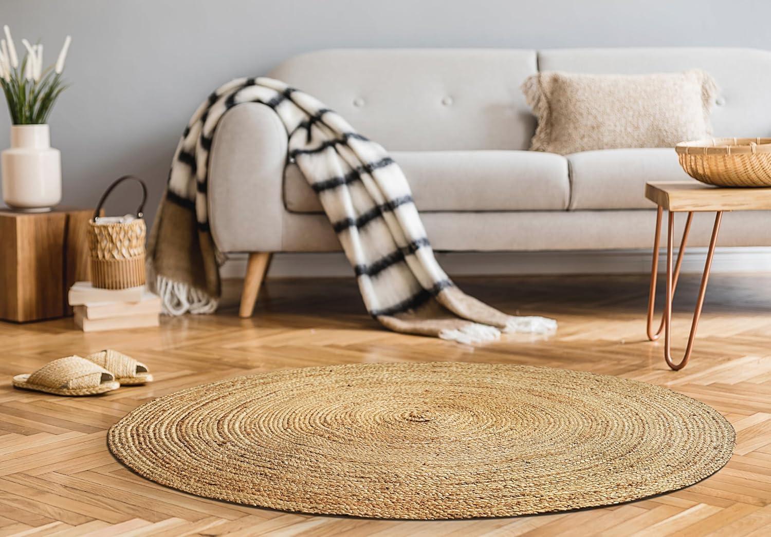 Natural Fiber NFB306 Hand Woven Area Rug - Natural - 3' round - Safavieh.