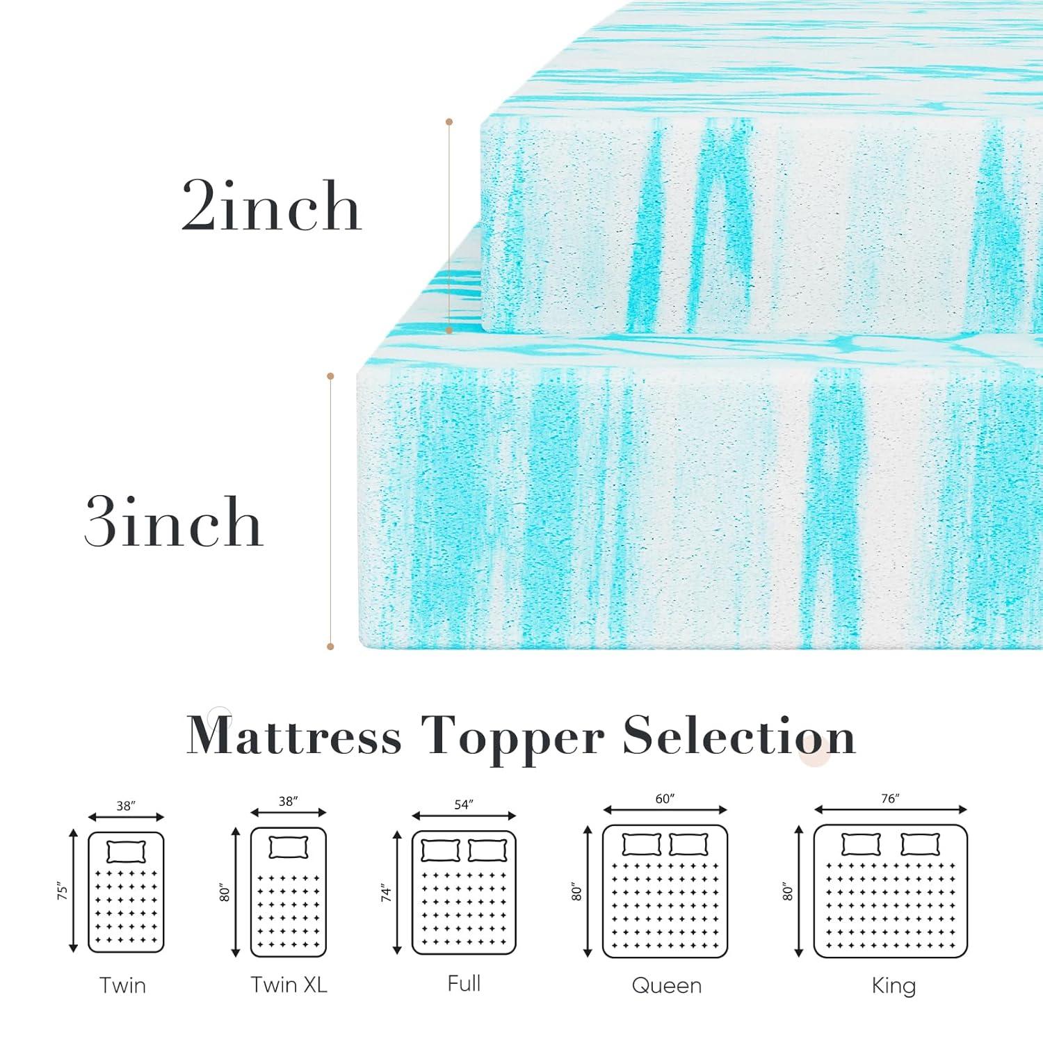 Hangzhou Tomu E-Commerce Co., Ltd. Cooling Touched Reversible 2" Gel Memory Foam Mattress Topper