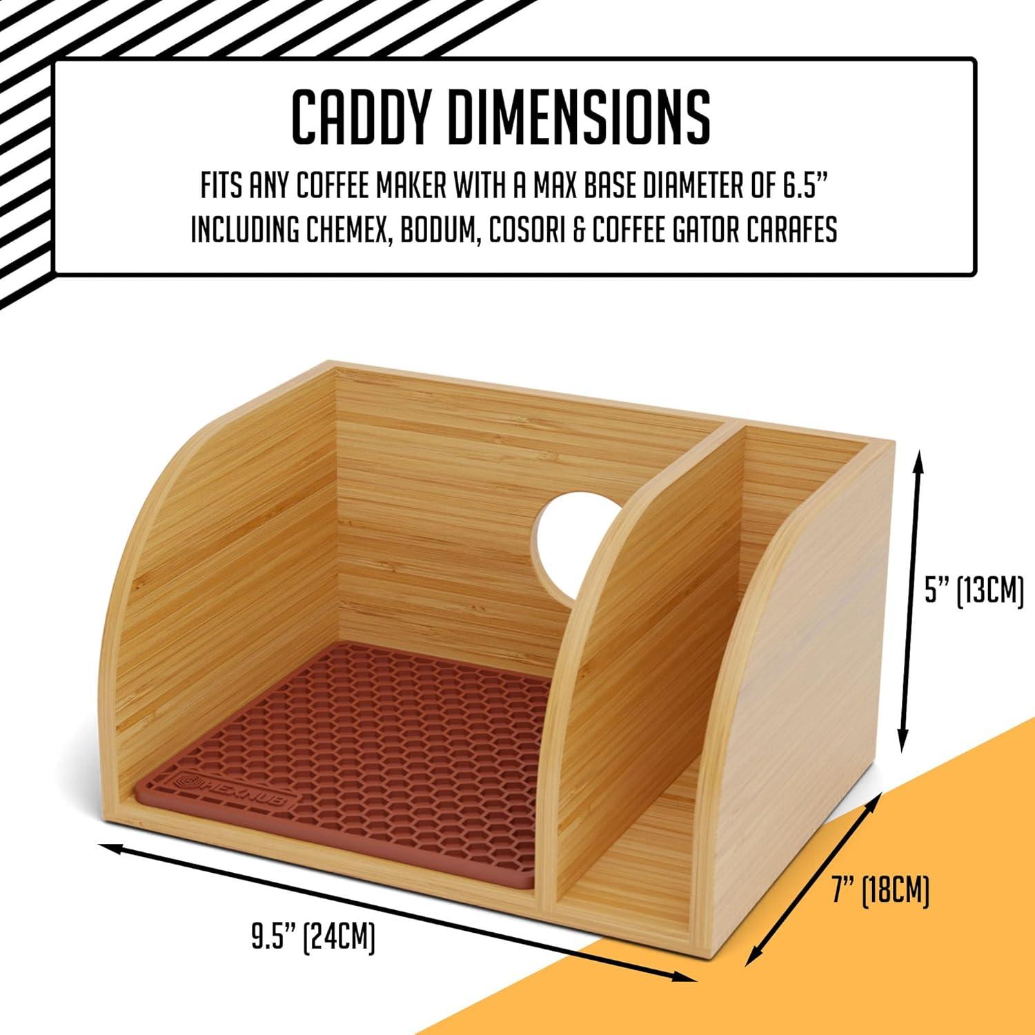 HEXNUB Bamboo Caddy for Chemex, Bodum, Cosori Pour Over Coffee Makers - Cork Mat