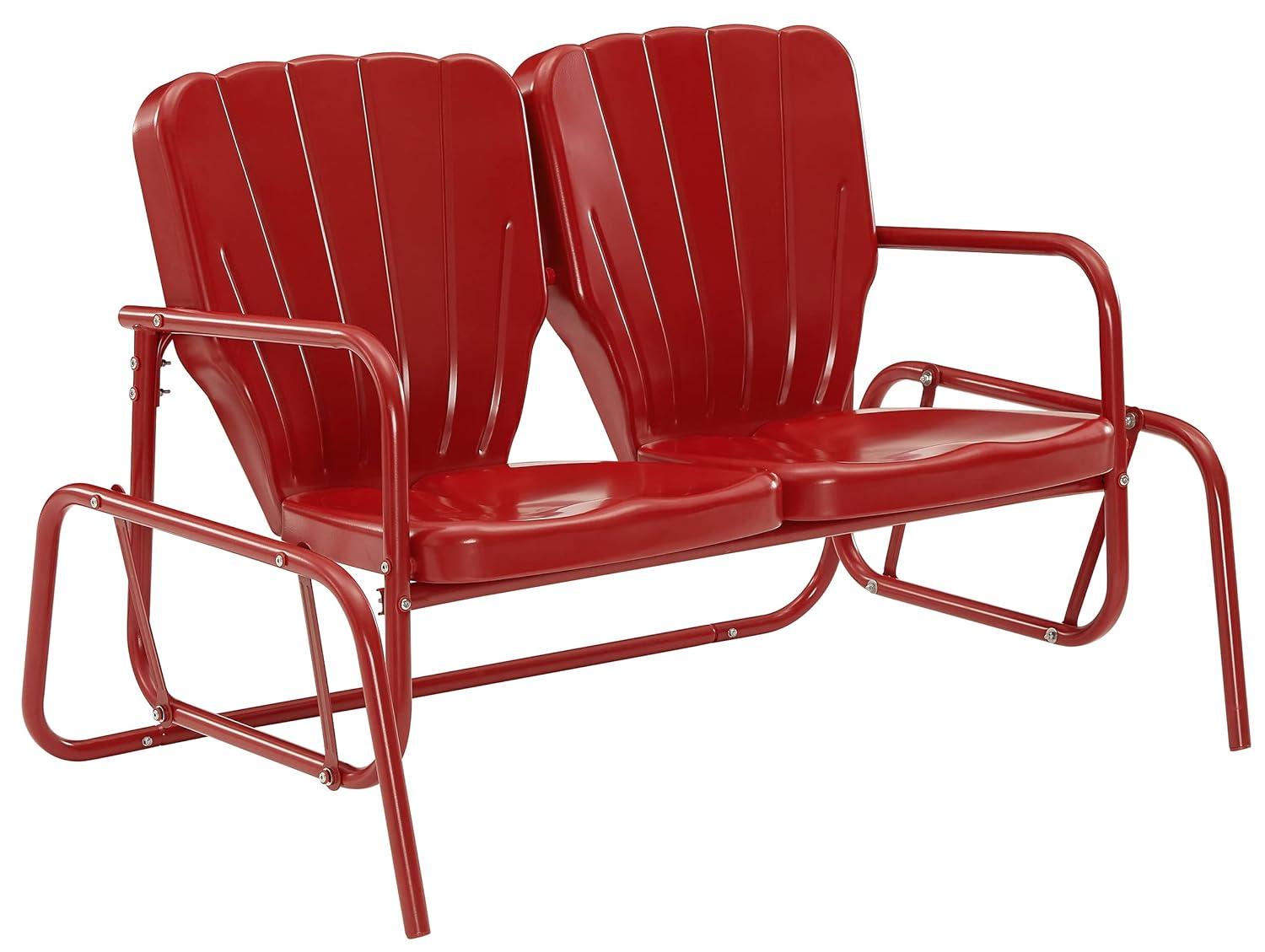 Ridgeland Outdoor Metal Loveseat Glider - Red - Crosley