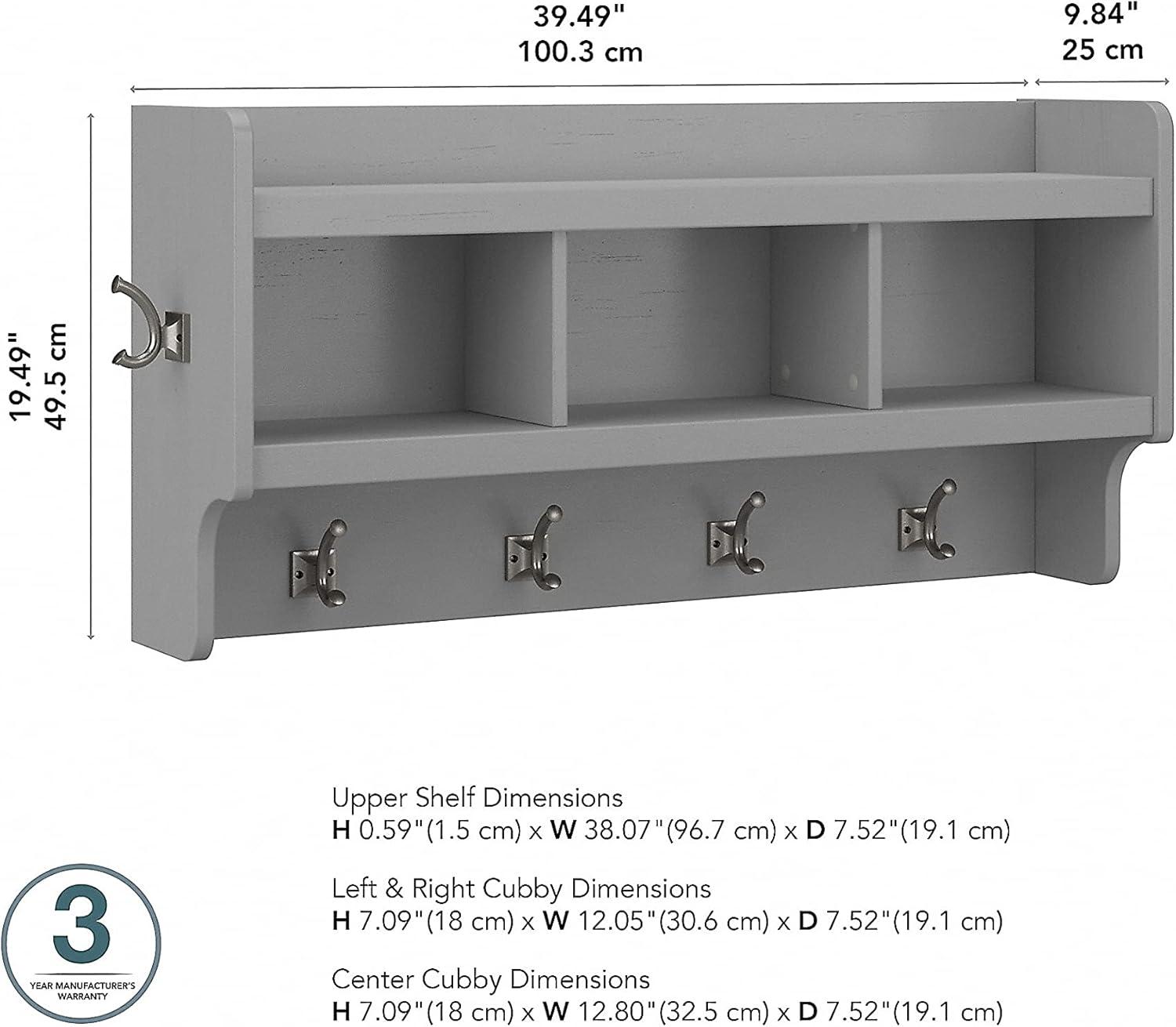 Woodland 40W Wall Mounted Coat Rack in Cape Cod Gray - Engineered Wood